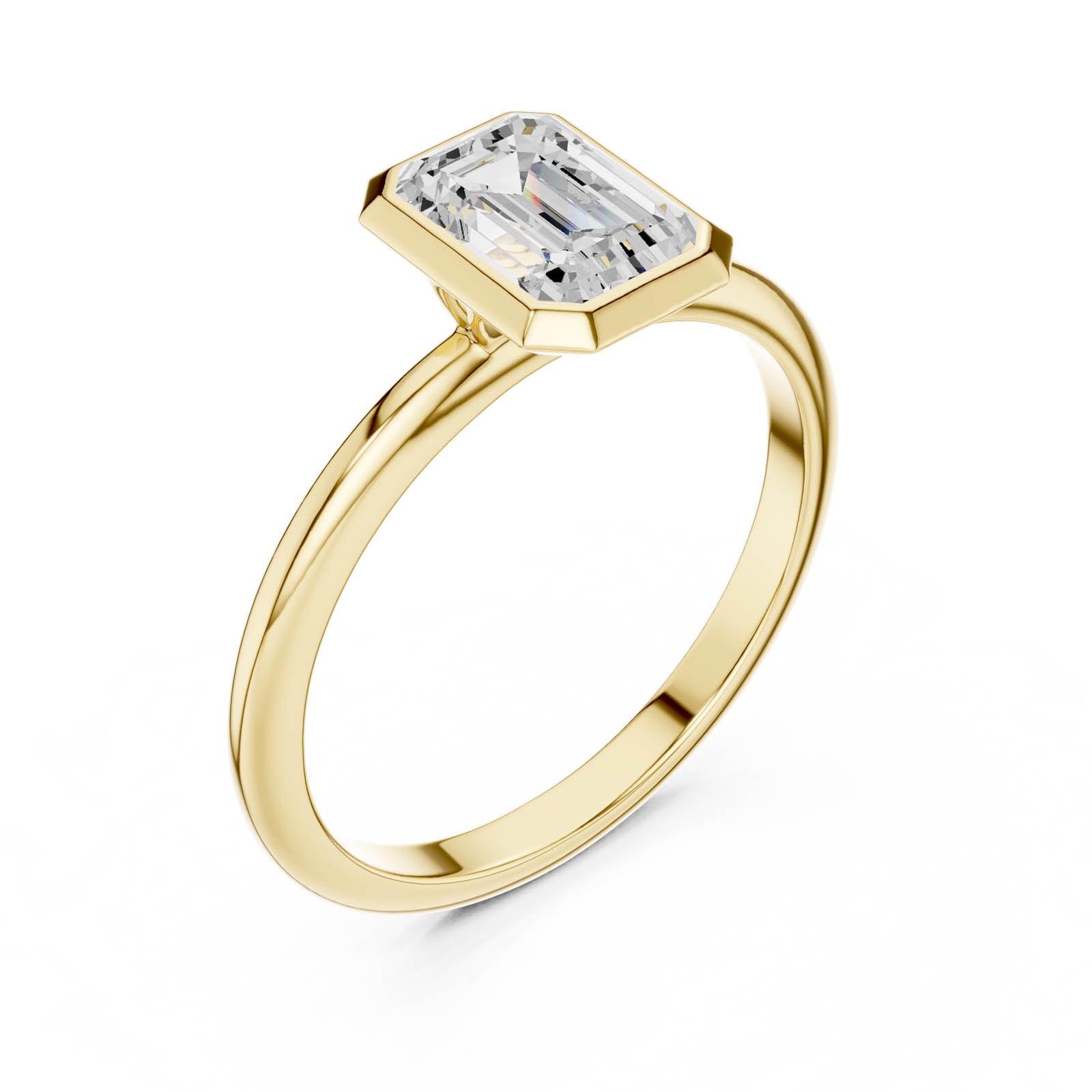 1.00 Ct. Emerald Cut Diamond Bezel Ring with Polished Band (DDLR-1075)