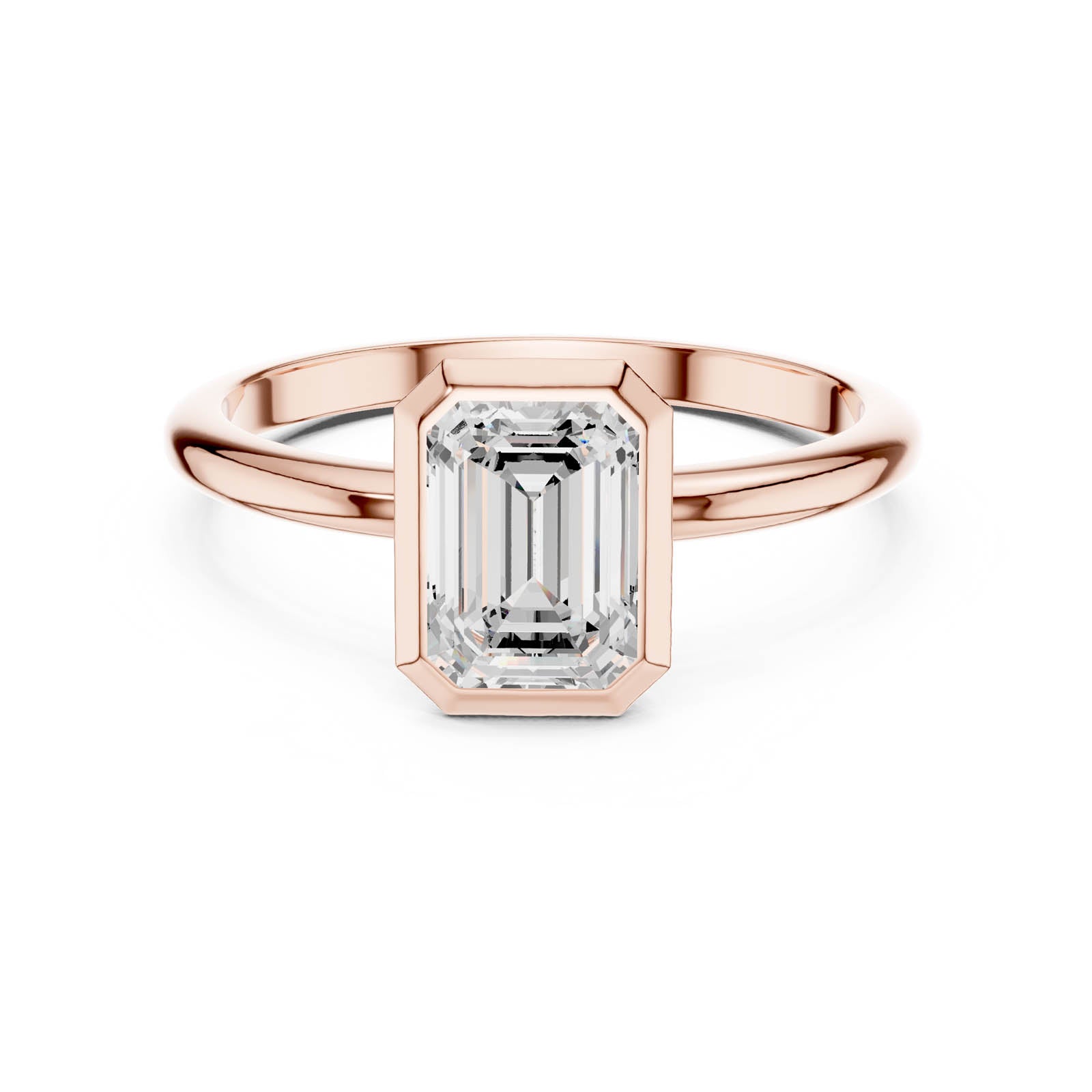 1.00 Ct. Emerald Cut Diamond Bezel Ring with Polished Band (DDLR-1075) 4