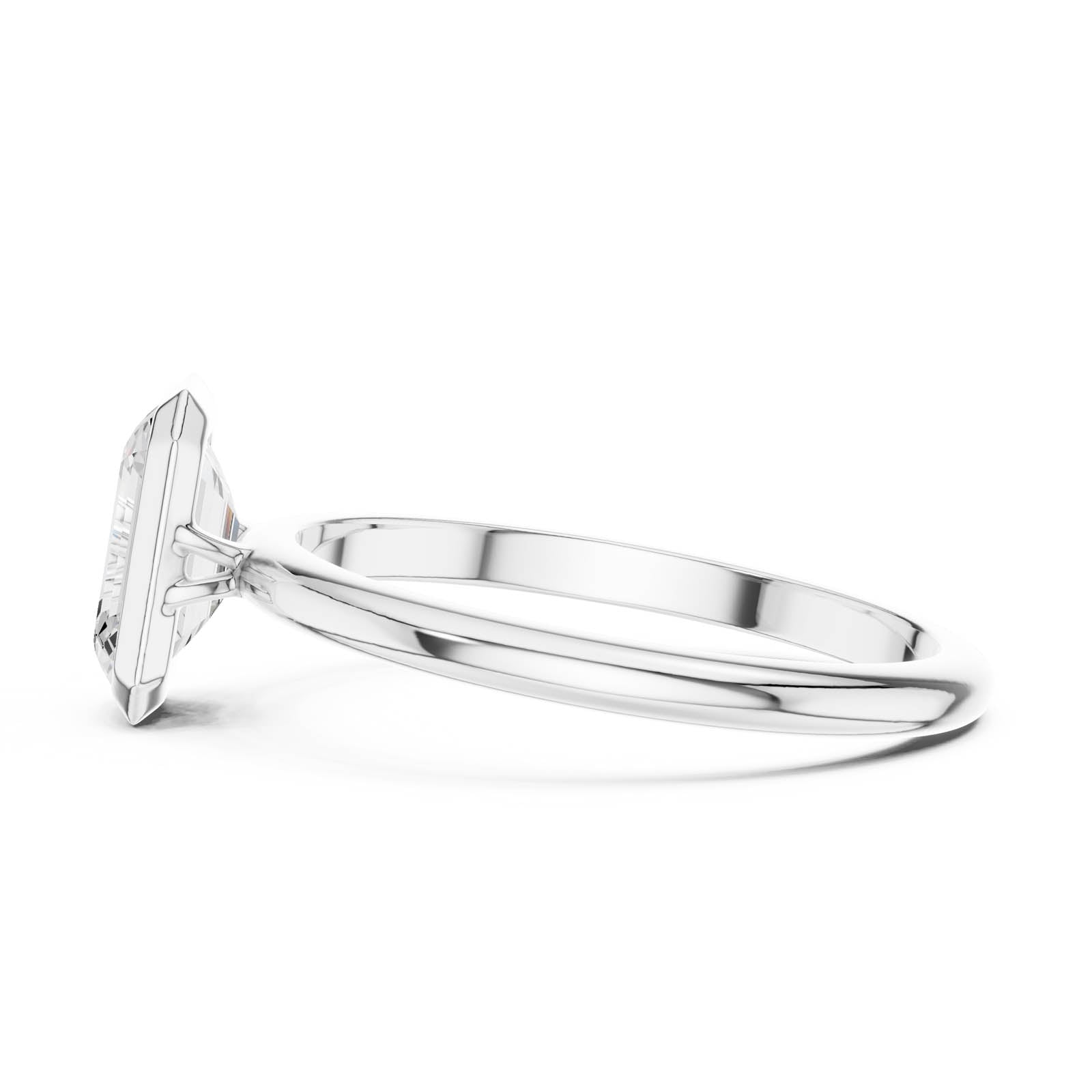 1.00 Ct. Emerald Cut Diamond Bezel Ring with Polished Band (DDLR-1075) 5