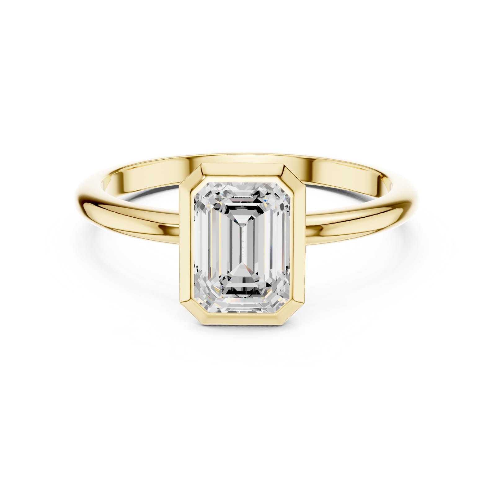 1.00 Ct. Emerald Cut Diamond Bezel Ring with Polished Band (DDLR-1075) 7