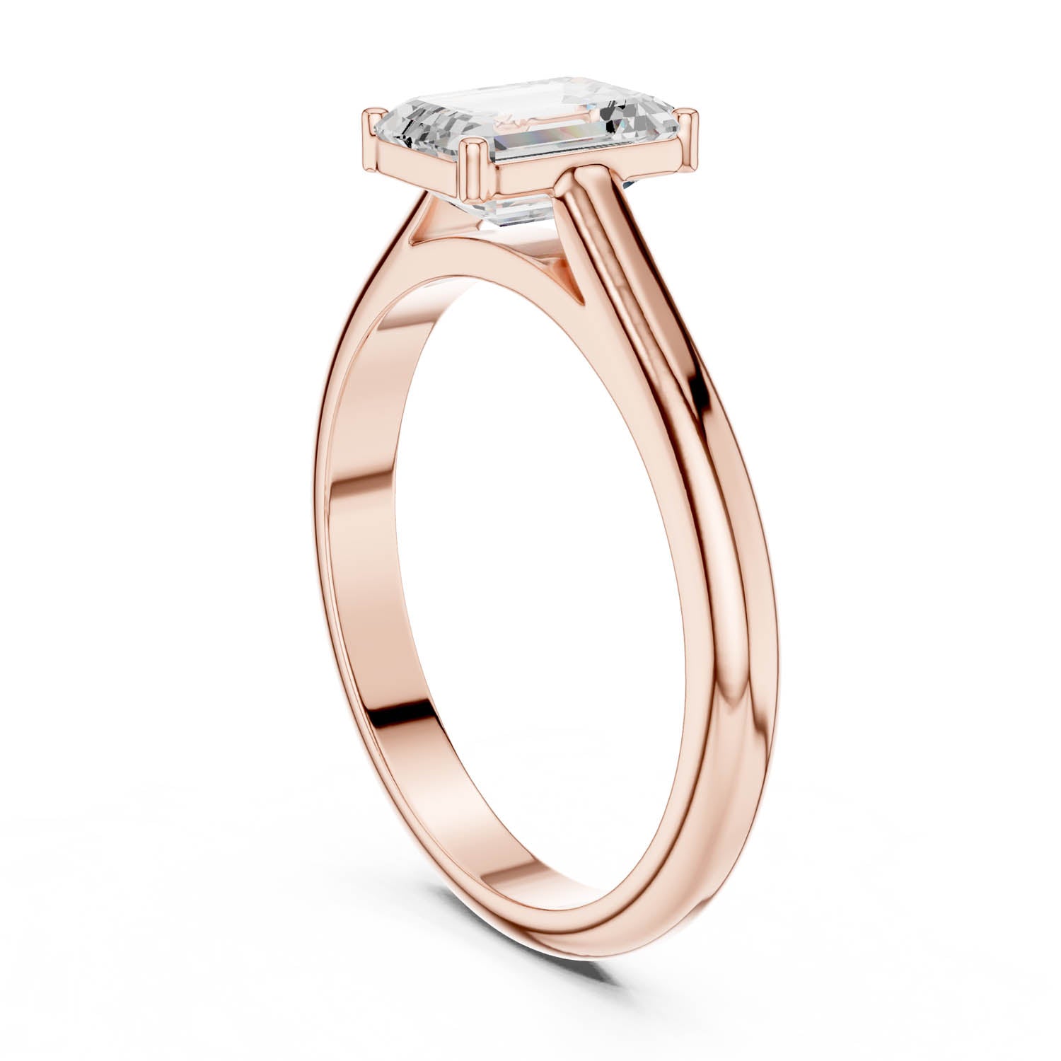 1.00 Ct. Emerald Cut Diamond Solitaire Ring with Tapered Band (DDLR-1077) 8