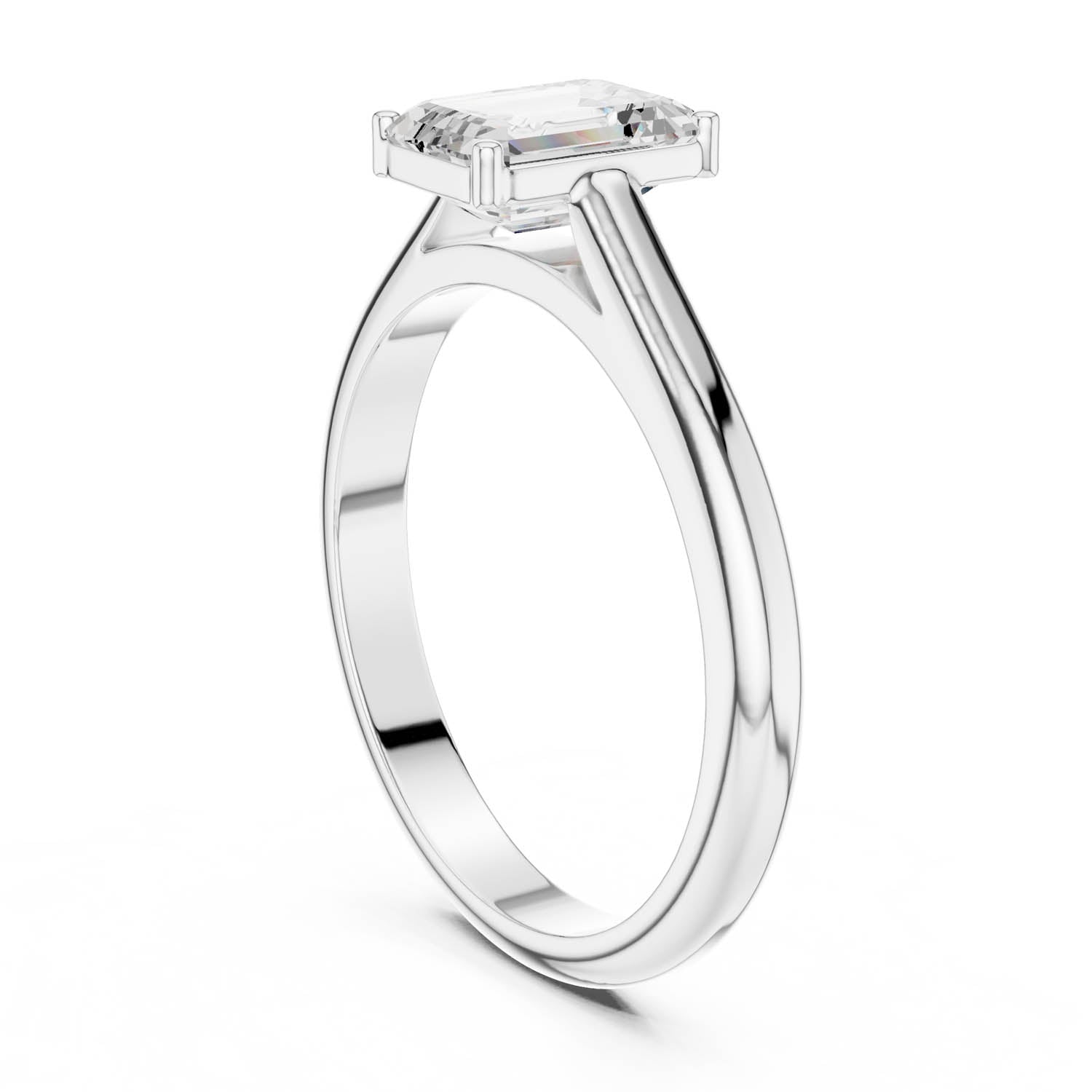 1.00 Ct. Emerald Cut Diamond Solitaire Ring with Tapered Band (DDLR-1077) 10