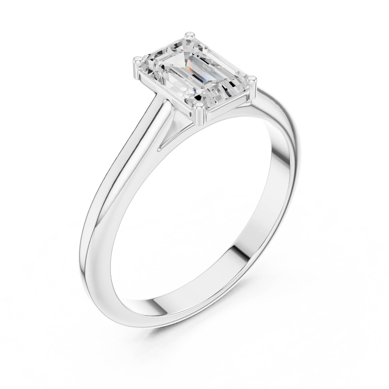 1.00 Ct. Emerald Cut Diamond Solitaire Ring with Tapered Band (DDLR-1077) 11