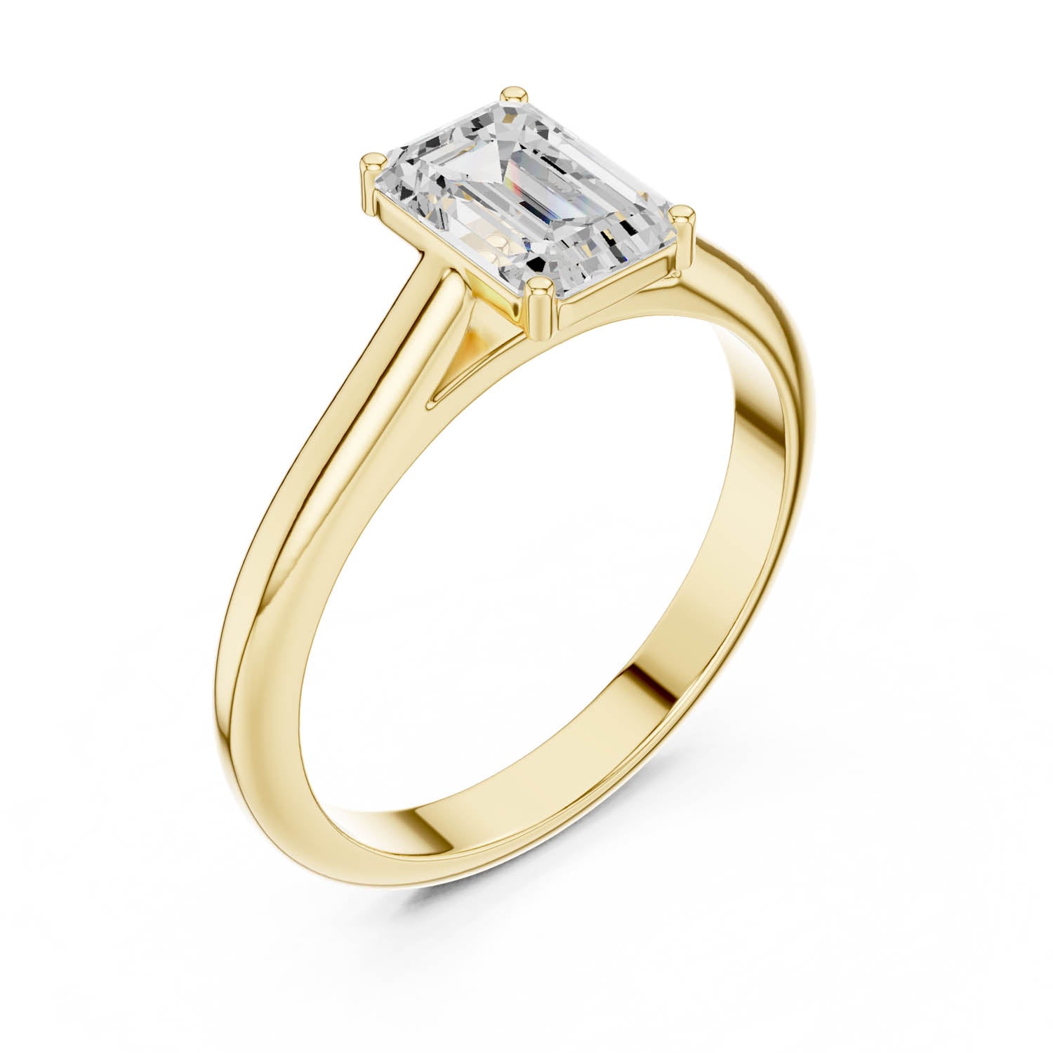 1.00 Ct. Emerald Cut Diamond Solitaire Ring with Tapered Band (DDLR-1077)