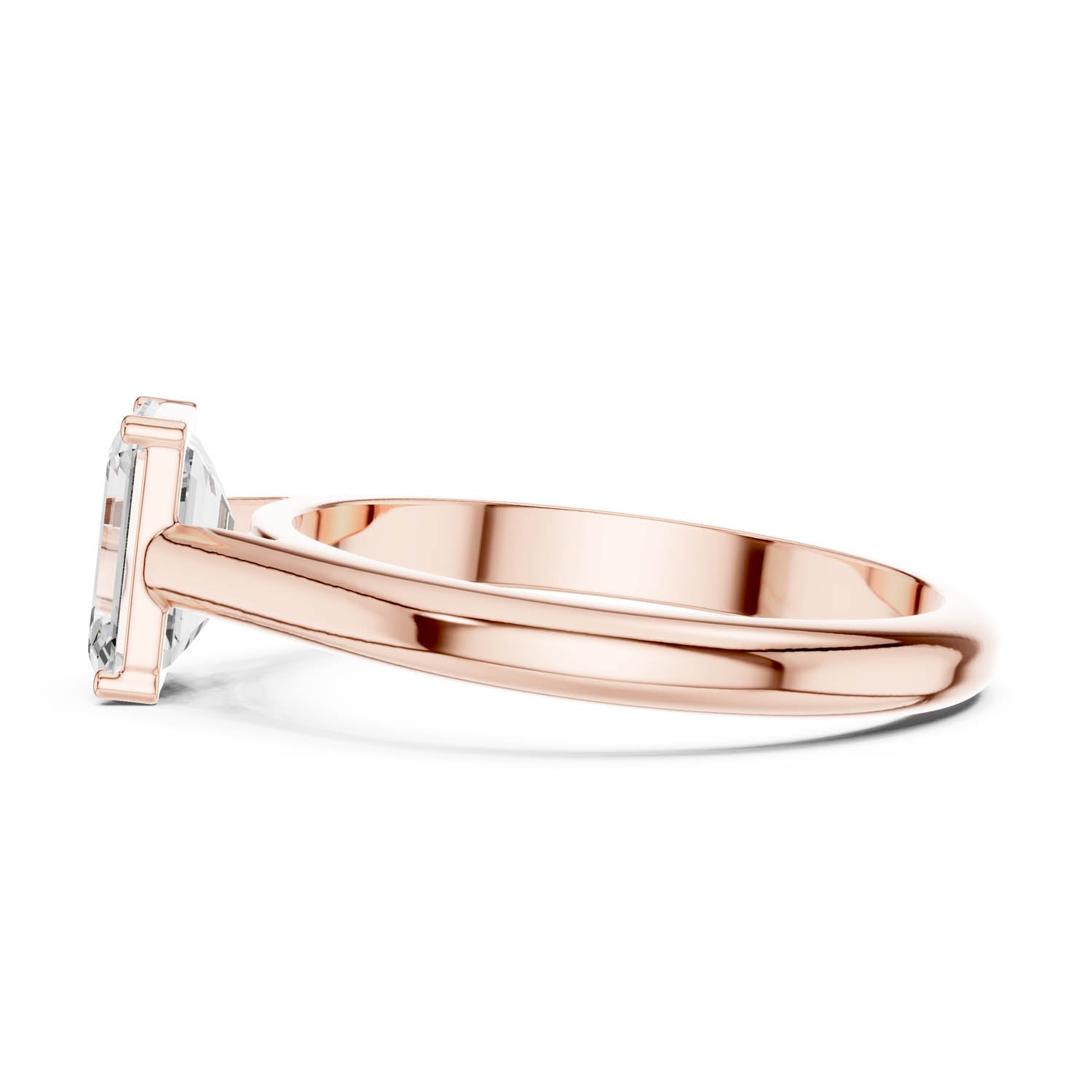 1.00 Ct. Emerald Cut Diamond Solitaire Ring with Tapered Band (DDLR-1077) 3