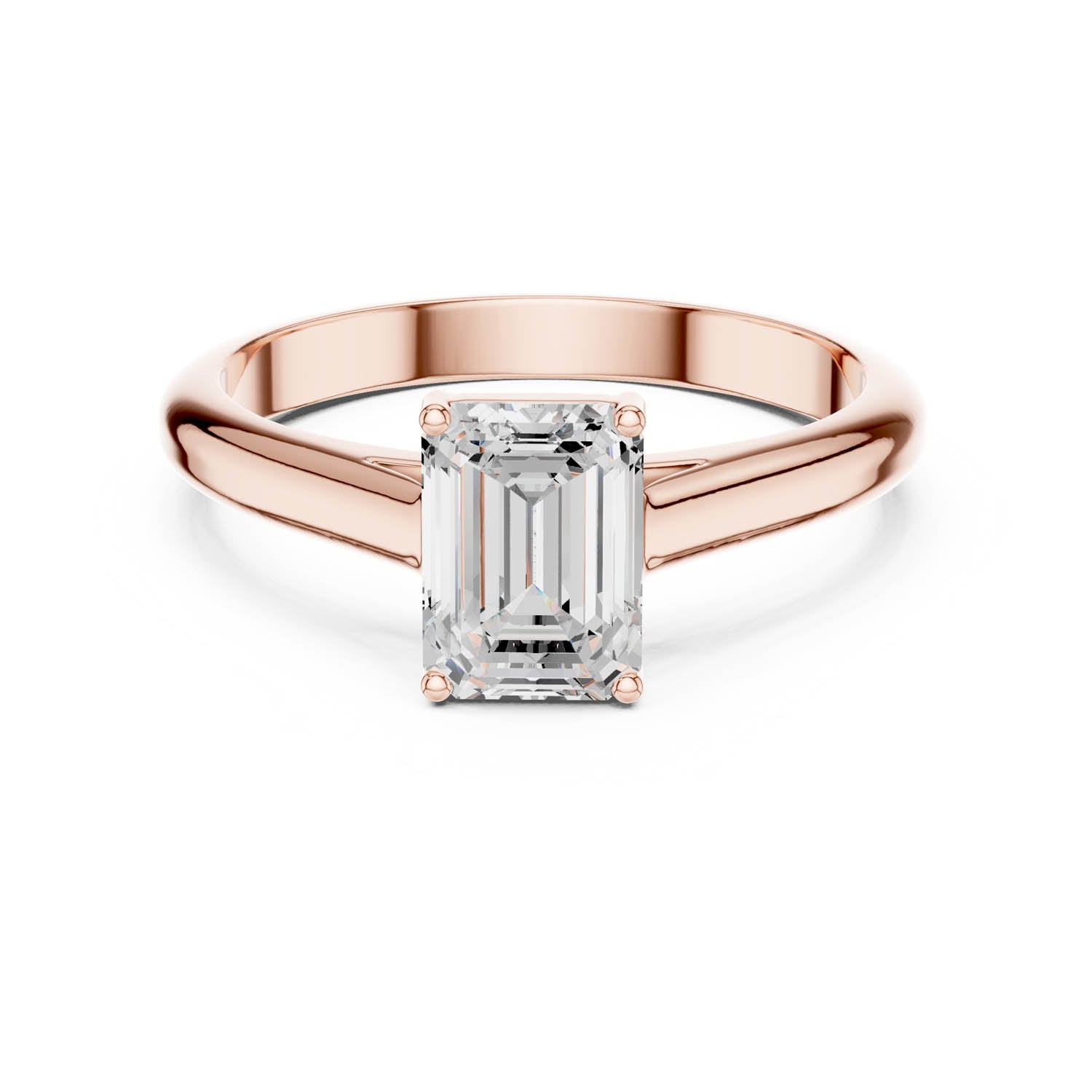 1.00 Ct. Emerald Cut Diamond Solitaire Ring with Tapered Band (DDLR-1077) 4