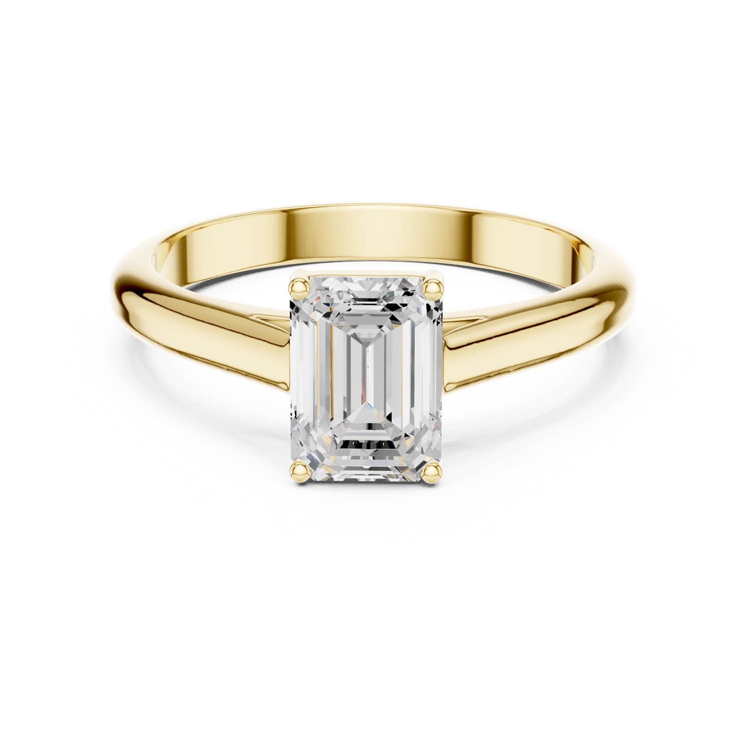 1.00 Ct. Emerald Cut Diamond Solitaire Ring with Tapered Band (DDLR-1077) 7