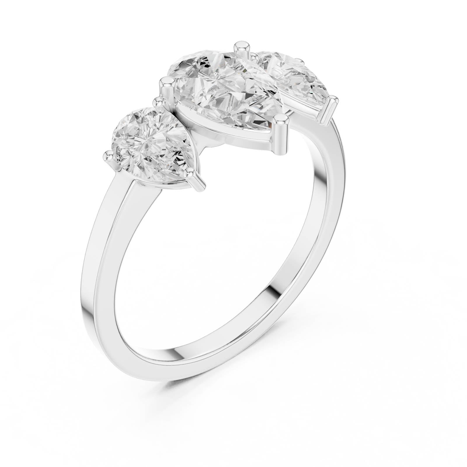 1.80 Ct. Pear Shape Diamond Three-Stone Ring with Matching Side Stones (DDLR-1089) 9