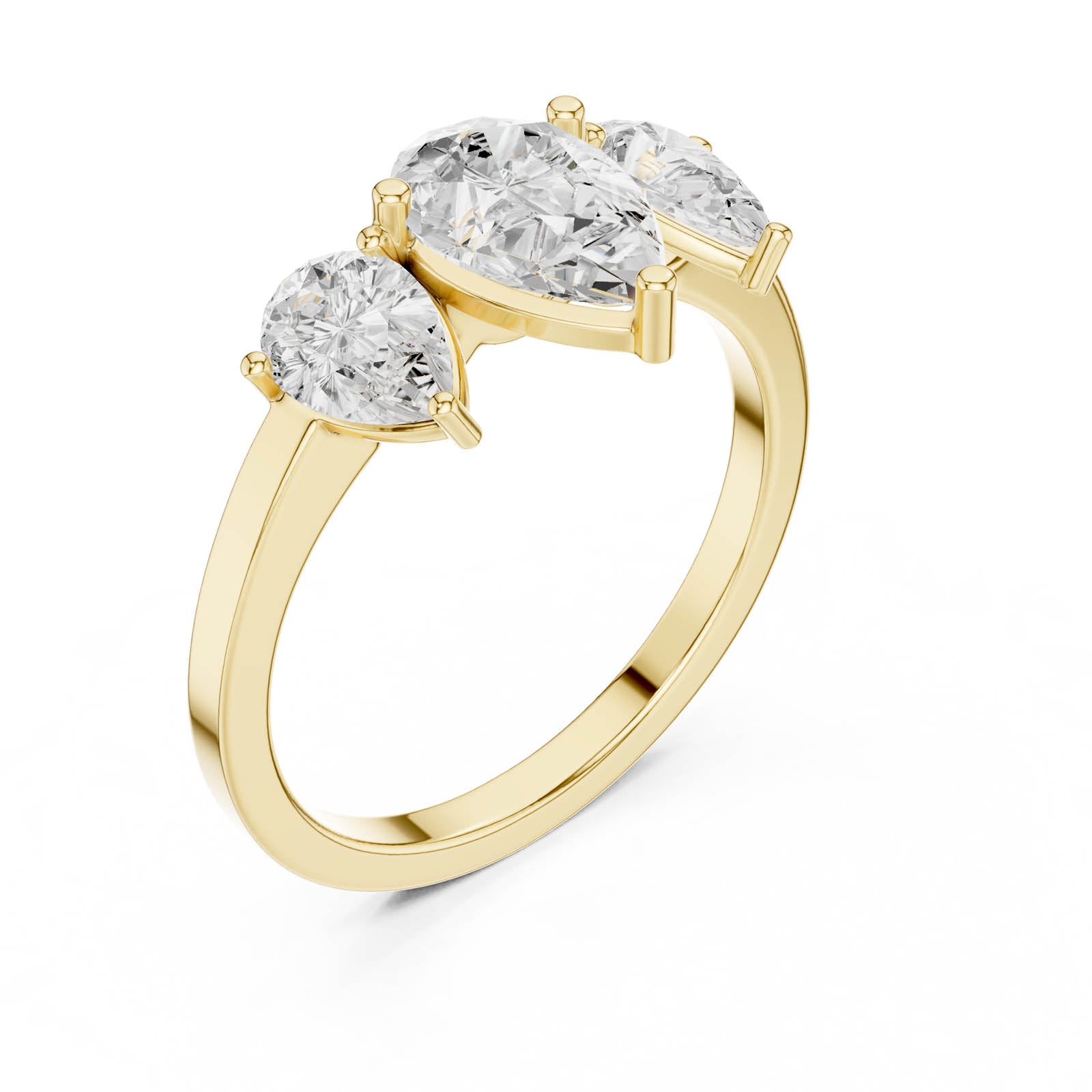 1.80 Ct. Pear Shape Diamond Three-Stone Ring with Matching Side Stones (DDLR-1089)