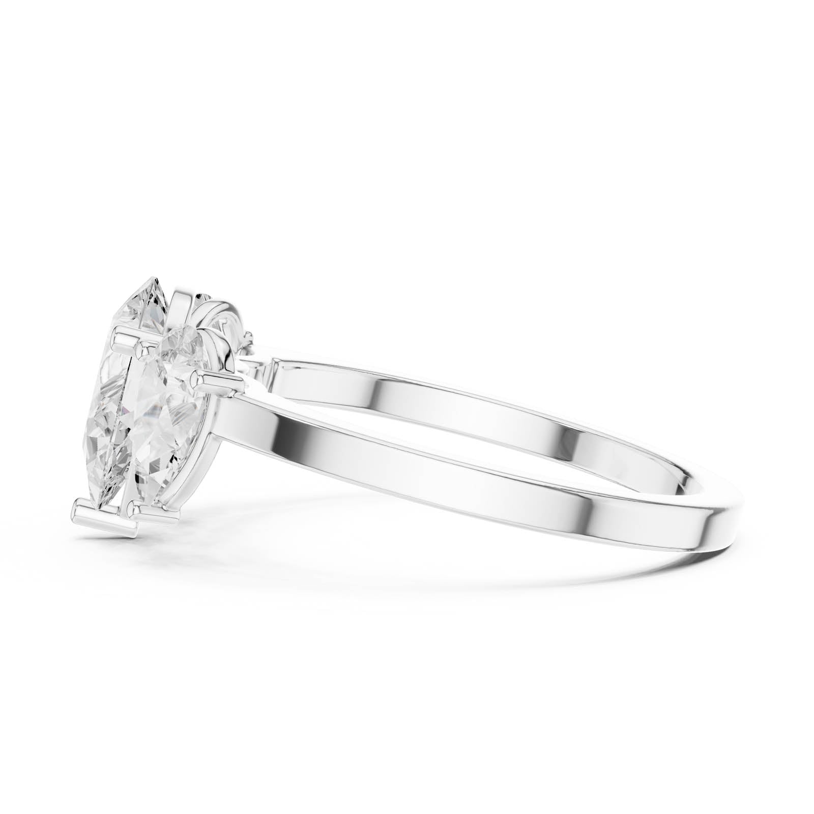 1.80 Ct. Pear Shape Diamond Three-Stone Ring with Matching Side Stones (DDLR-1089) 6