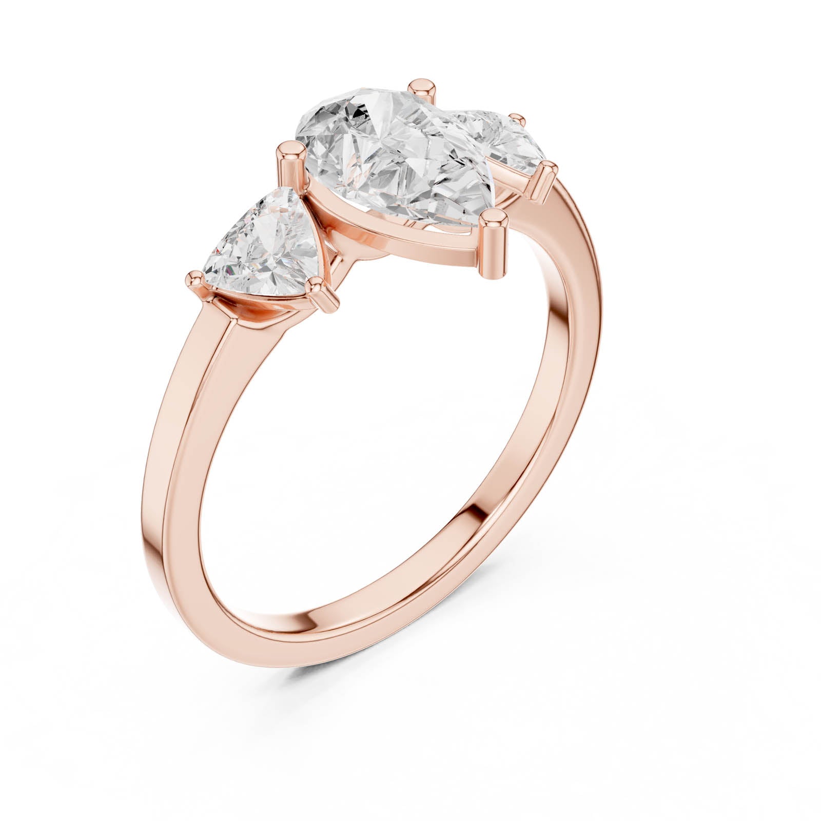 1.40 Ct. Pear Shape Diamond Three-Stone Ring with Trillion Side Stones (DDLR-1093) 10