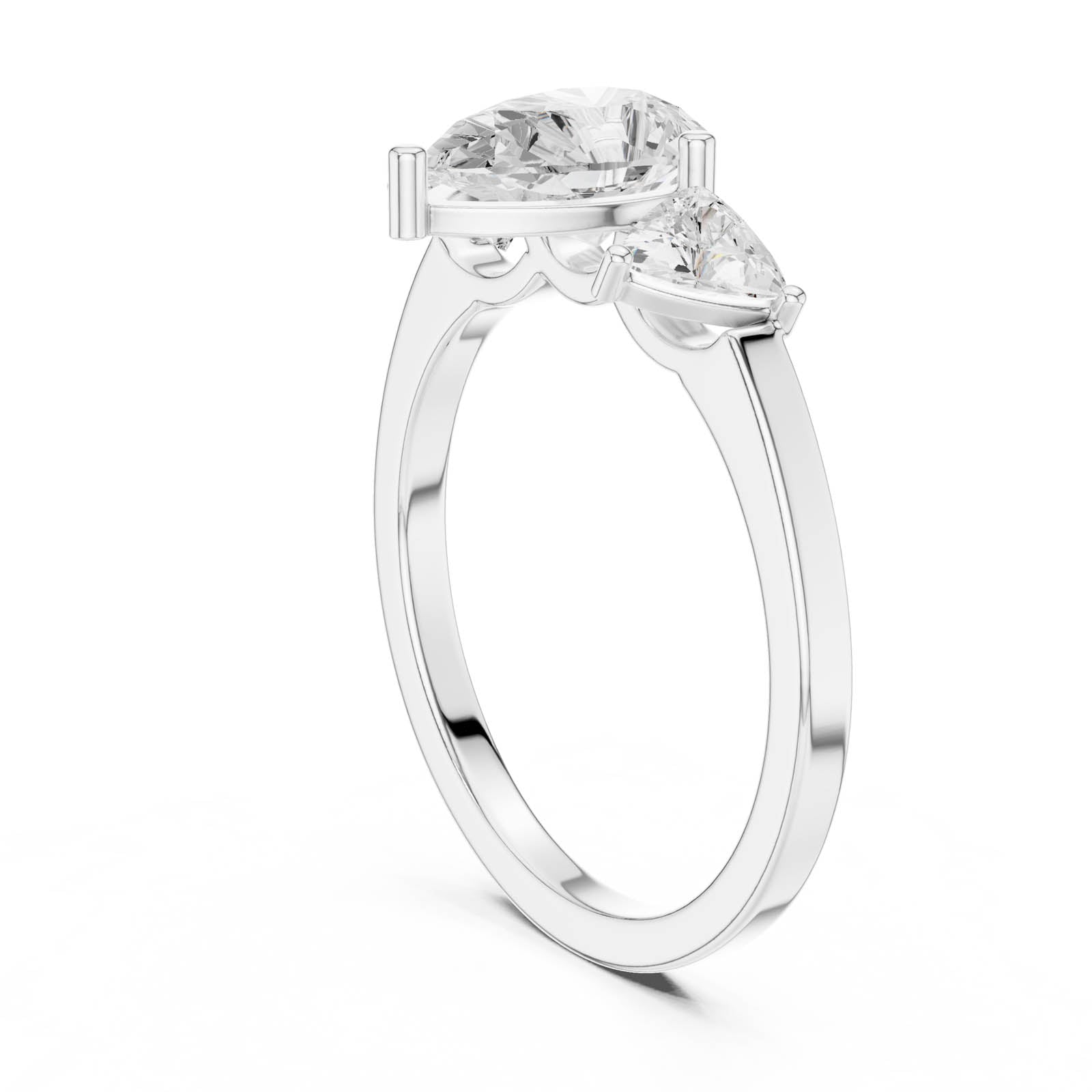 1.40 Ct. Pear Shape Diamond Three-Stone Ring with Trillion Side Stones (DDLR-1093) 11