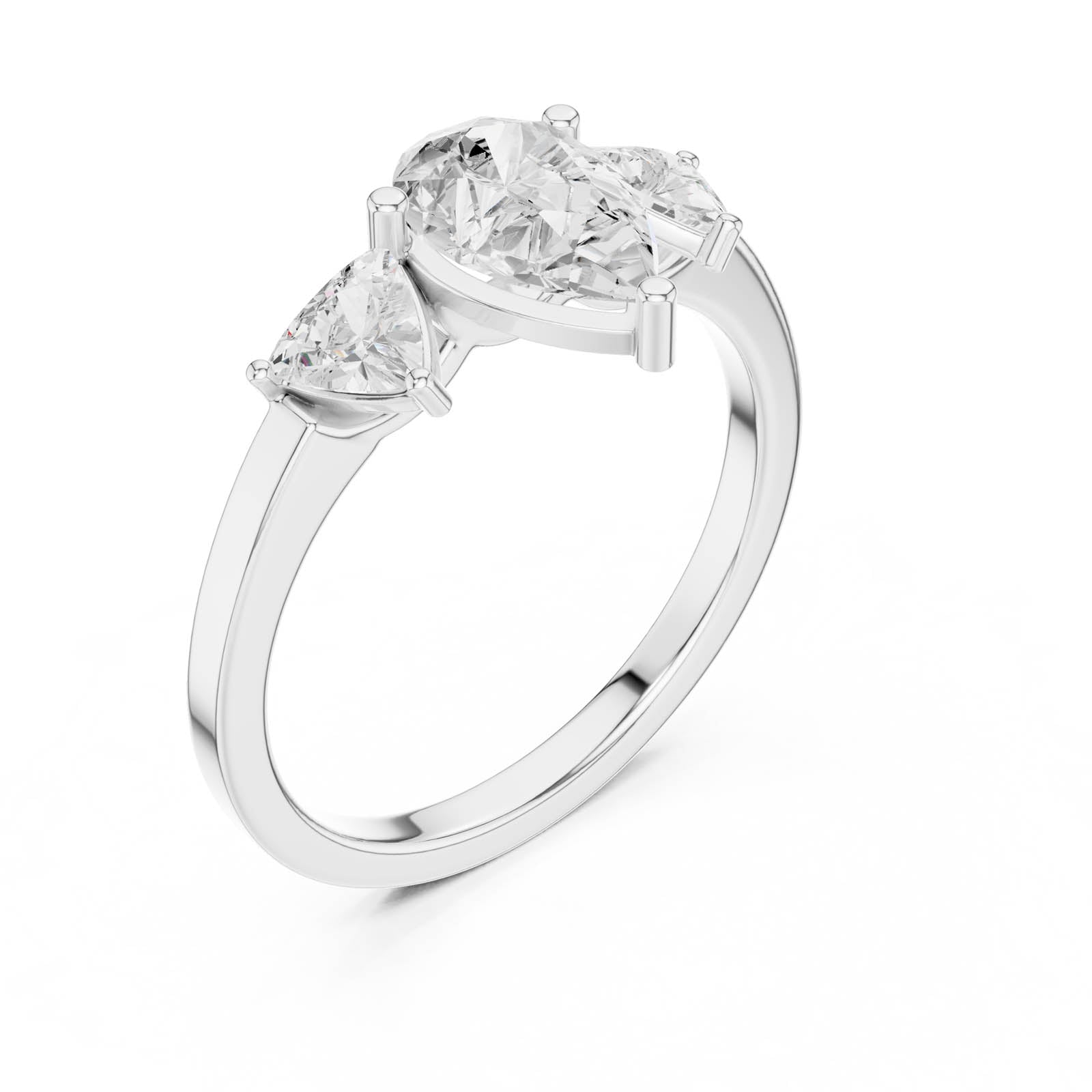 1.40 Ct. Pear Shape Diamond Three-Stone Ring with Trillion Side Stones (DDLR-1093) 12