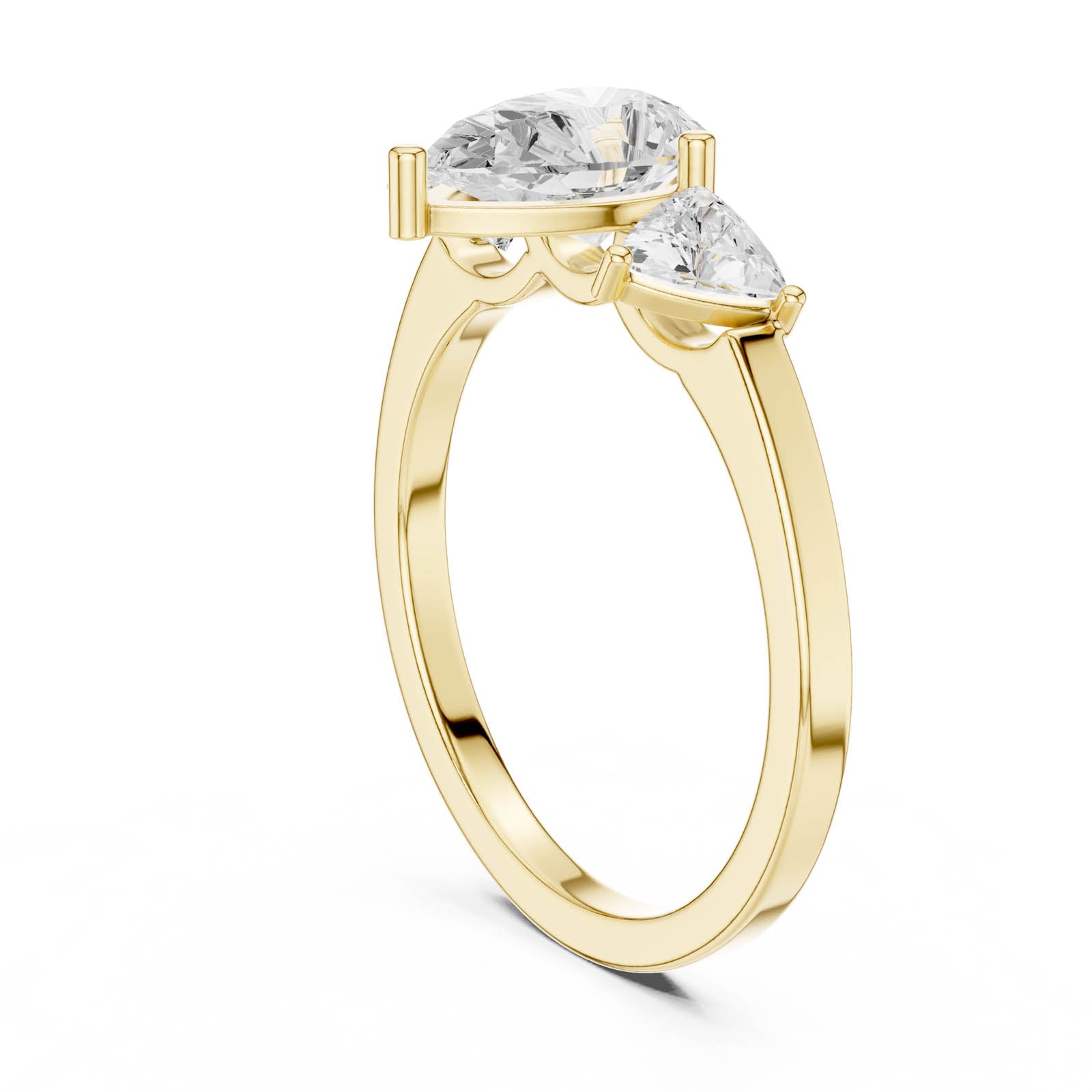 1.40 Ct. Pear Shape Diamond Three-Stone Ring with Trillion Side Stones (DDLR-1093) 6