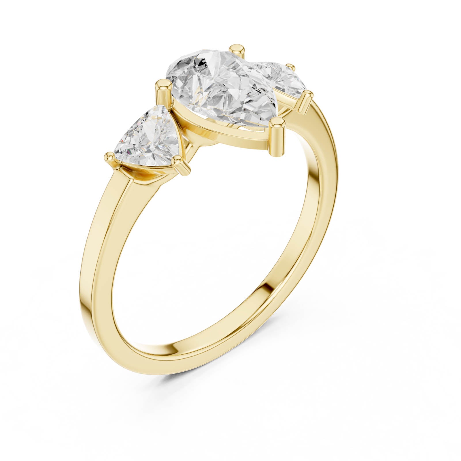 1.40 Ct. Pear Shape Diamond Three-Stone Ring with Trillion Side Stones (DDLR-1093)