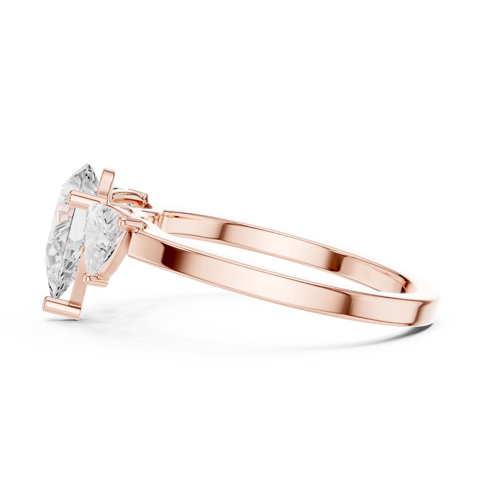 1.40 Ct. Pear Shape Diamond Three-Stone Ring with Trillion Side Stones (DDLR-1093) 3