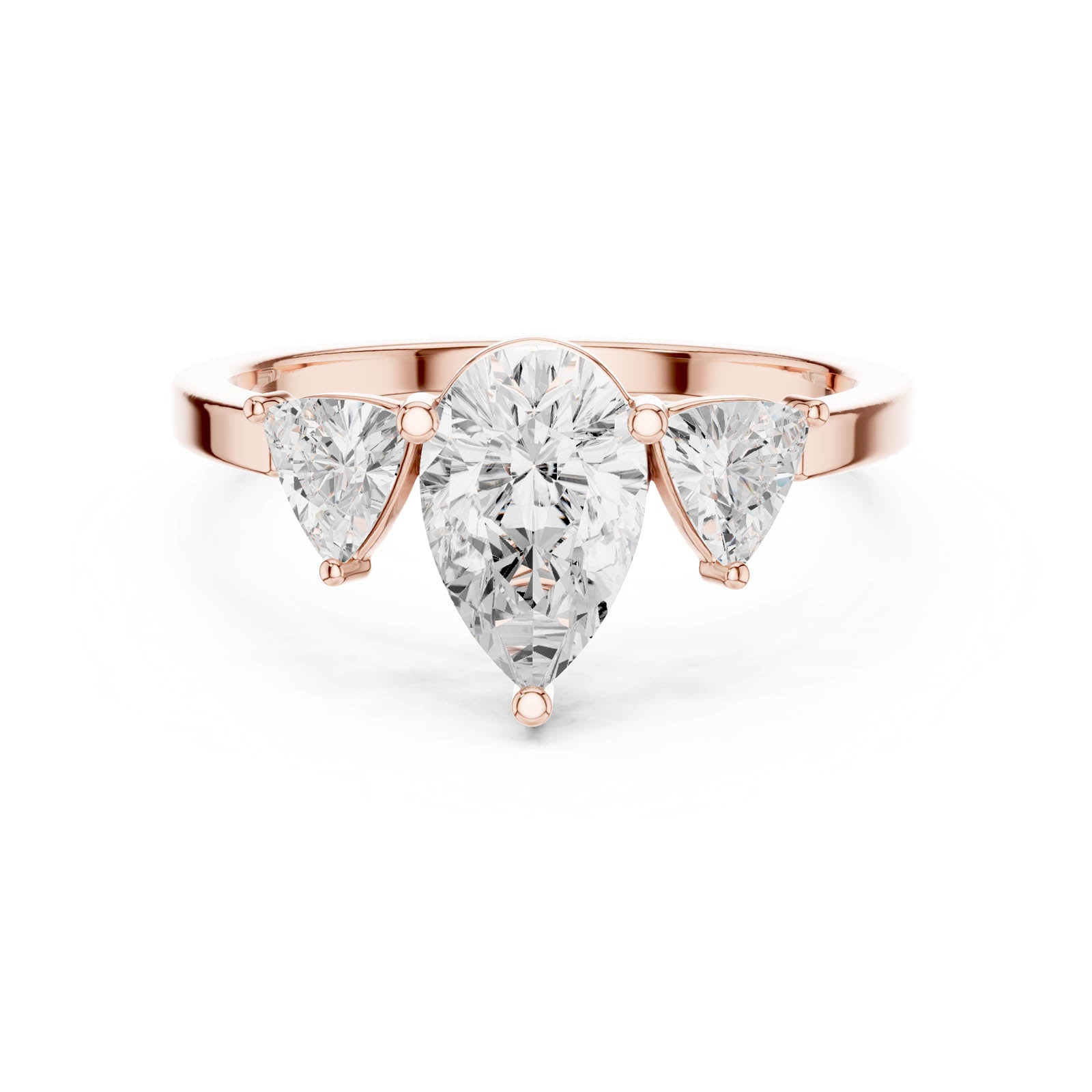1.40 Ct. Pear Shape Diamond Three-Stone Ring with Trillion Side Stones (DDLR-1093) 4