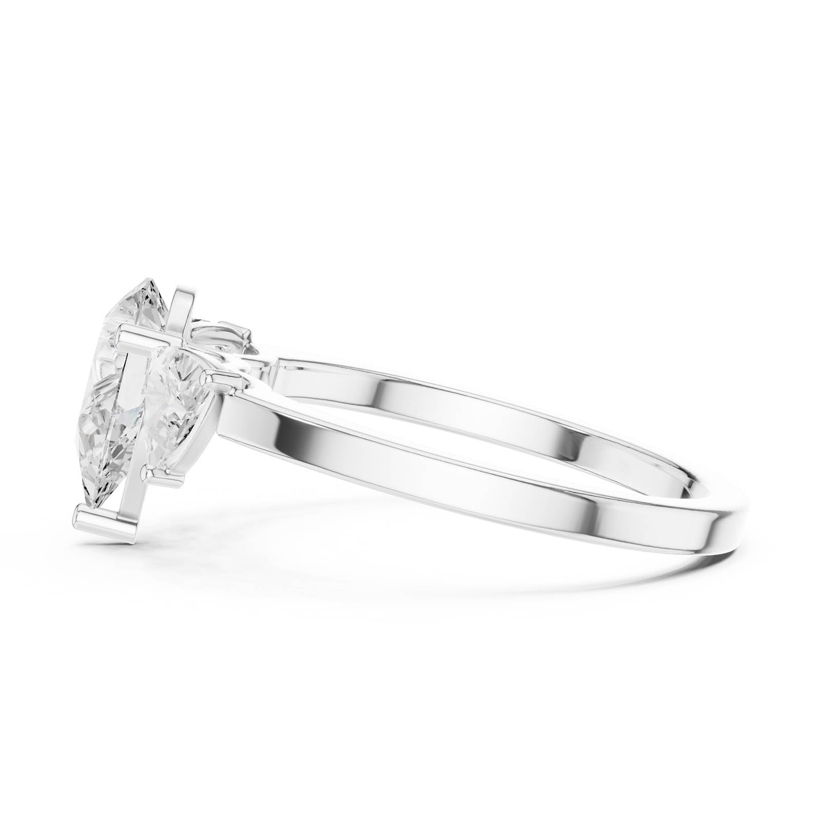 1.40 Ct. Pear Shape Diamond Three-Stone Ring with Trillion Side Stones (DDLR-1093) 5