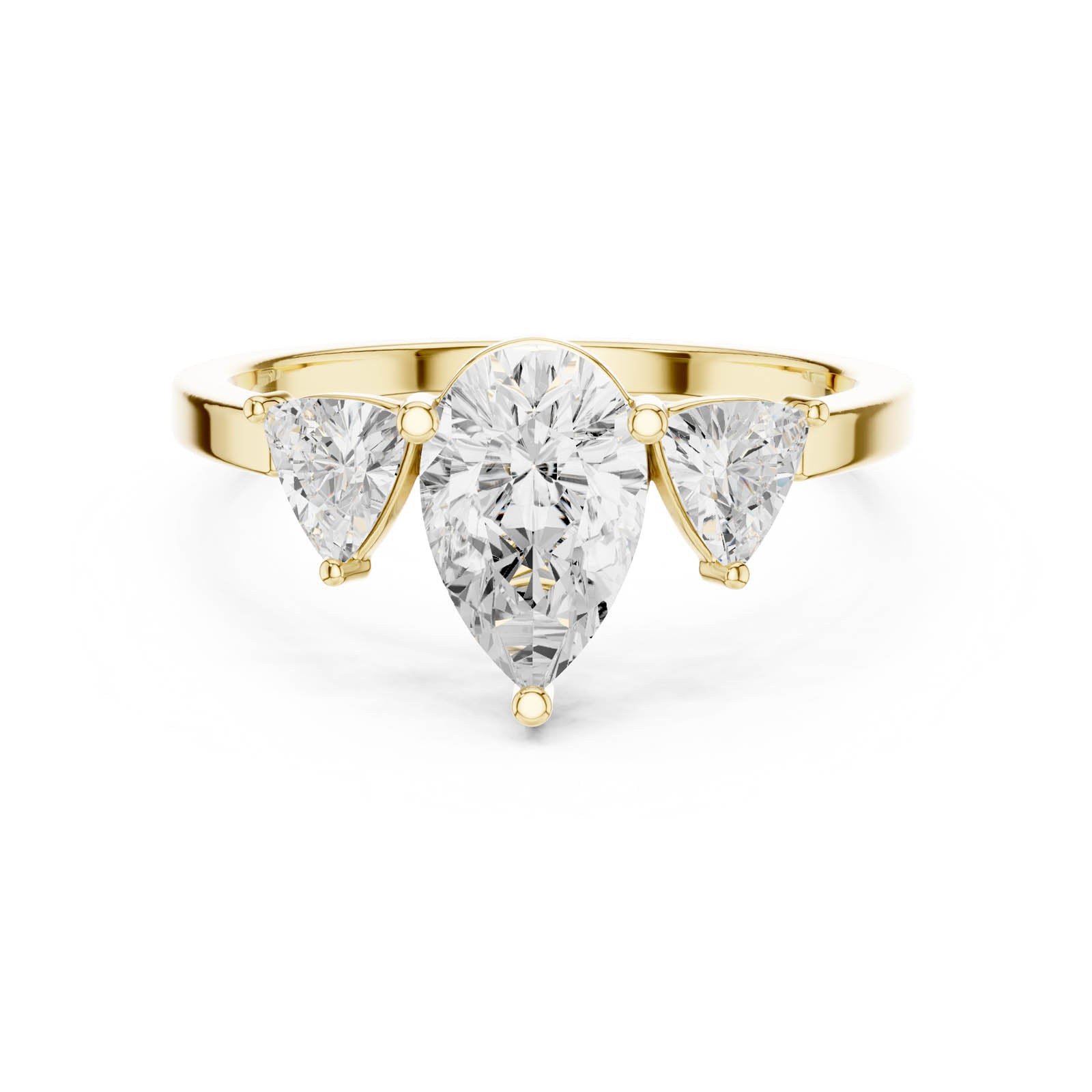 1.40 Ct. Pear Shape Diamond Three-Stone Ring with Trillion Side Stones (DDLR-1093) 8