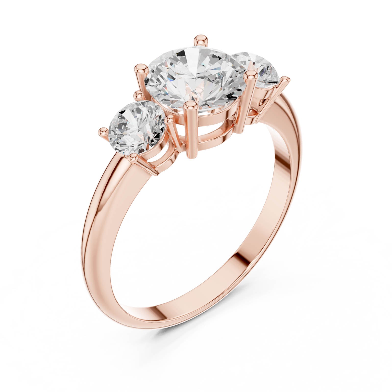 1.60 Ct. Round Diamond Three-Stone Ring with Classic Prong Setting (DDLR-1099) 10