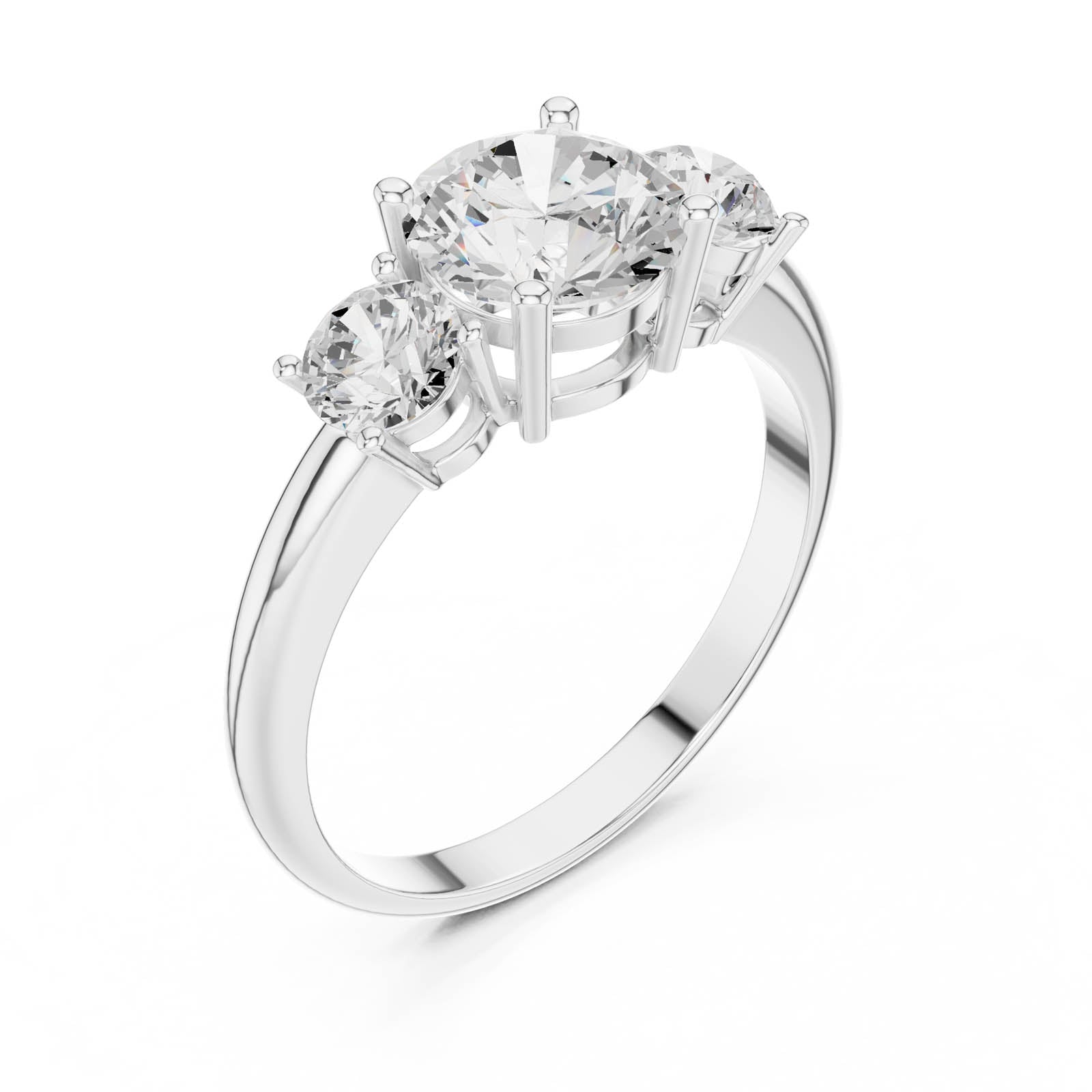 1.60 Ct. Round Diamond Three-Stone Ring with Classic Prong Setting (DDLR-1099) 12
