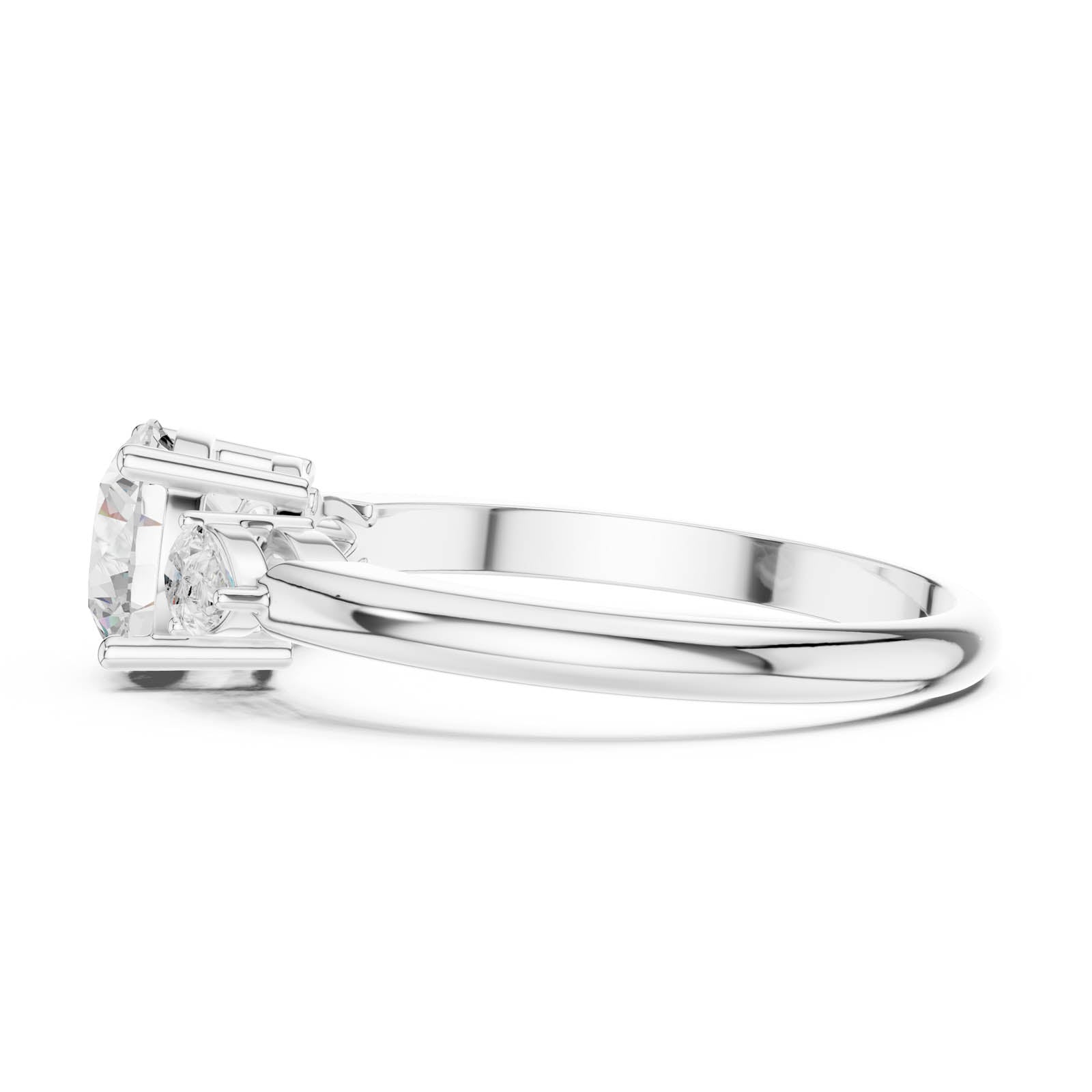 1.60 Ct. Round Diamond Three-Stone Ring with Pear Side Diamonds (DDLR-1101) 5