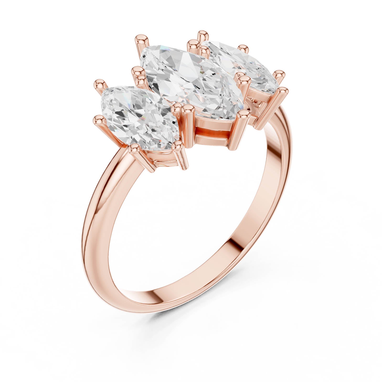 2.60 Ct. Marquise Diamond Three-Stone Ring with Matching Side Stones (DDLR-1106) 9