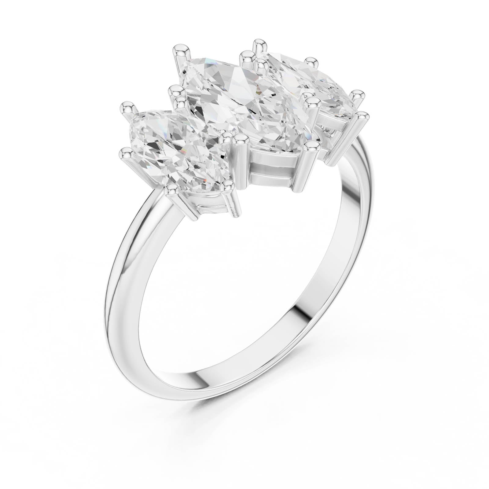 2.60 Ct. Marquise Diamond Three-Stone Ring with Matching Side Stones (DDLR-1106) 11