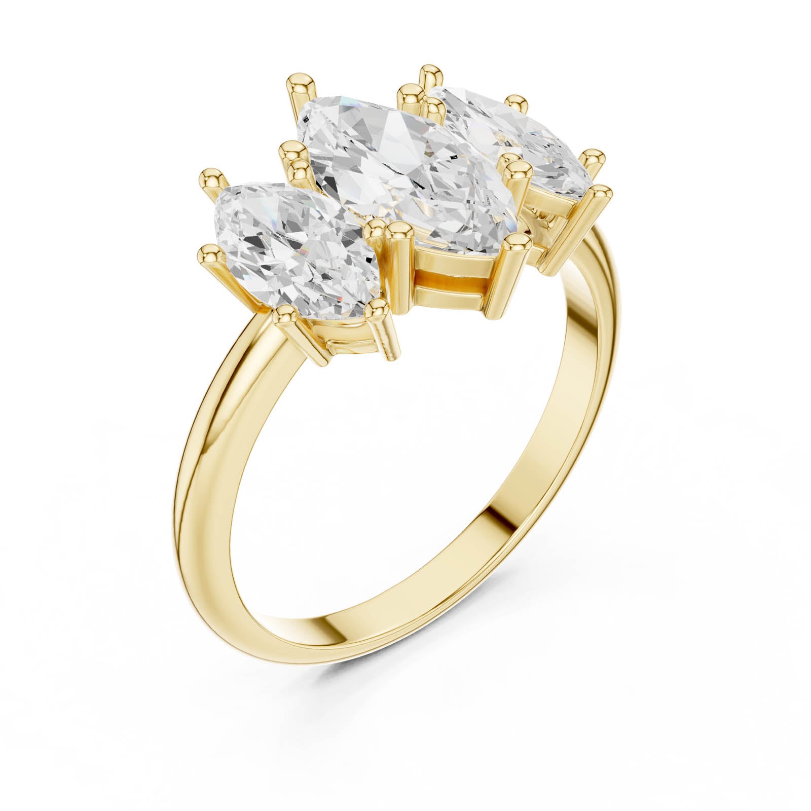 2.60 Ct. Marquise Diamond Three-Stone Ring with Matching Side Stones (DDLR-1106)