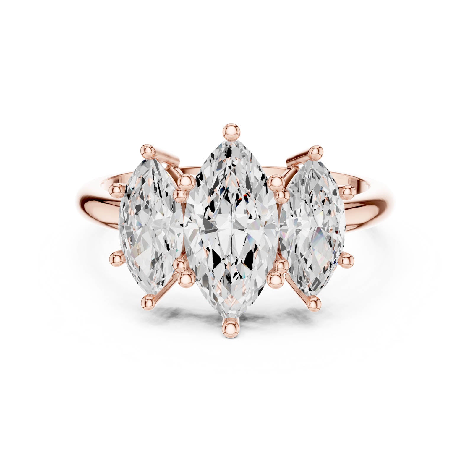 2.60 Ct. Marquise Diamond Three-Stone Ring with Matching Side Stones (DDLR-1106) 4