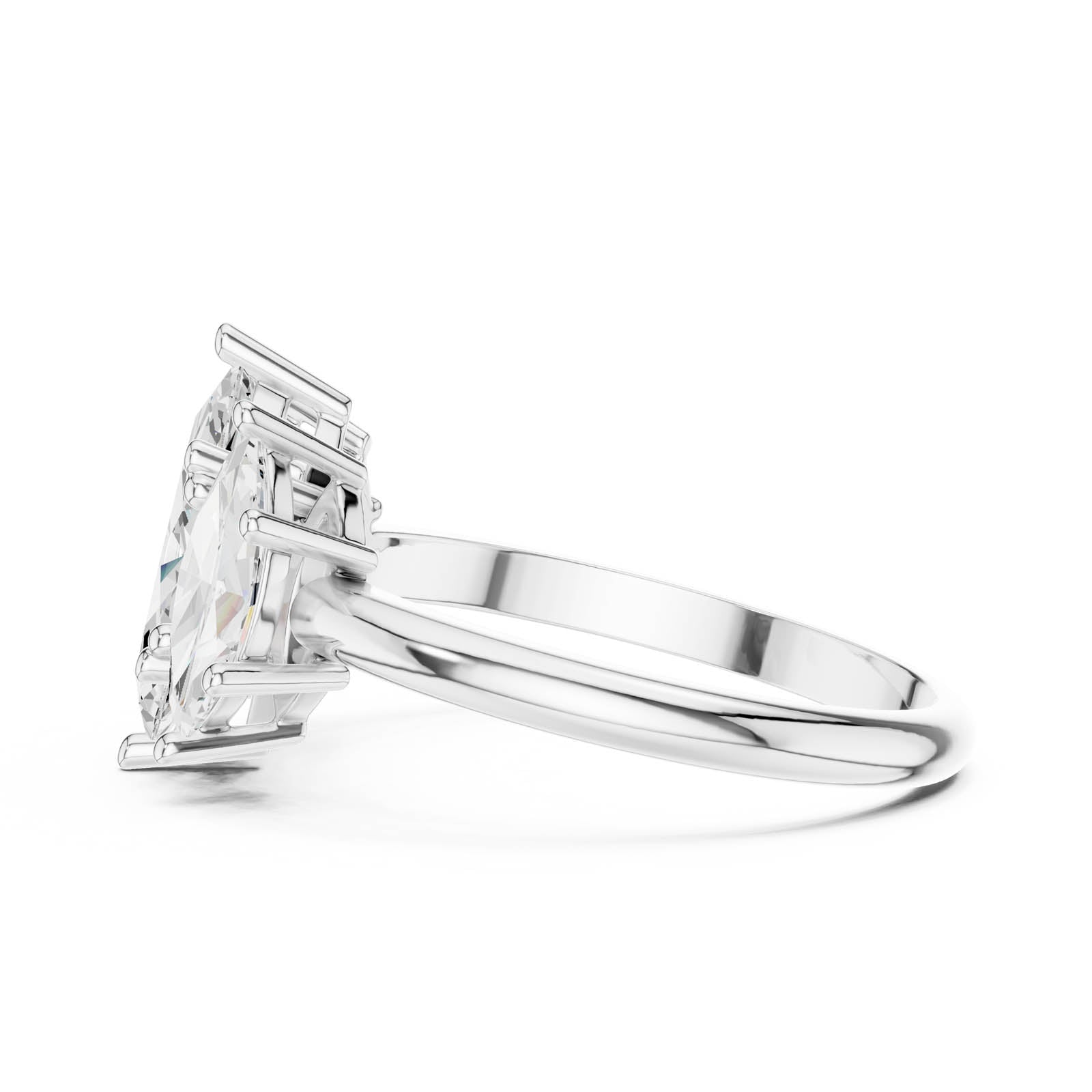 2.60 Ct. Marquise Diamond Three-Stone Ring with Matching Side Stones (DDLR-1106) 5