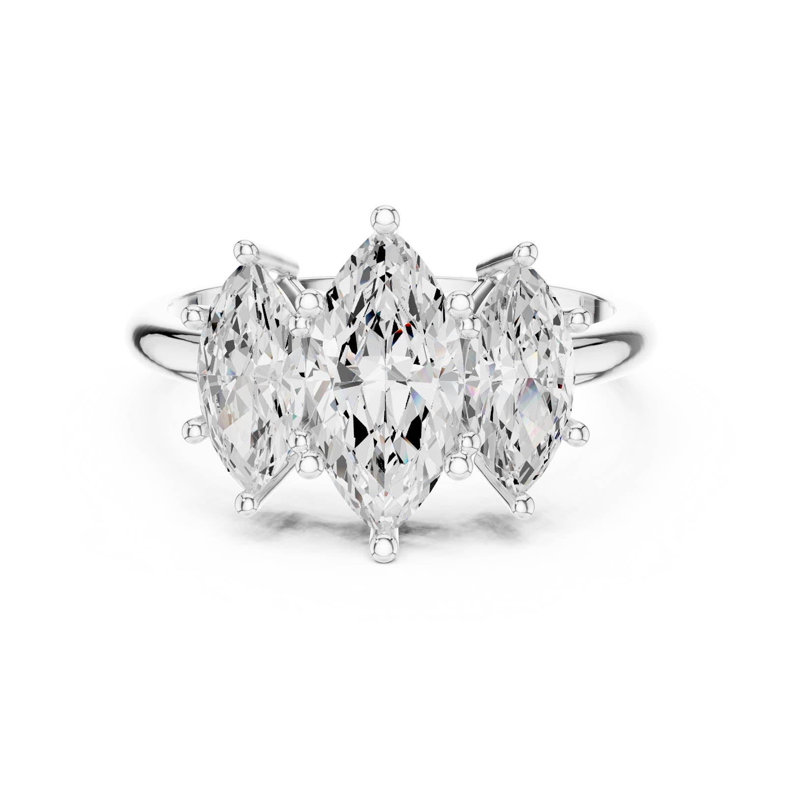 2.60 Ct. Marquise Diamond Three-Stone Ring with Matching Side Stones (DDLR-1106)