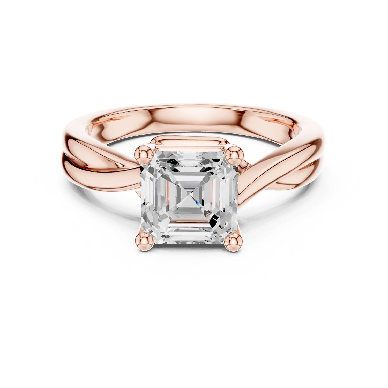 2.00 Ct. Asscher Cut Diamond Twist Engagement Ring (DDLR-112 - R00705-AC) 3