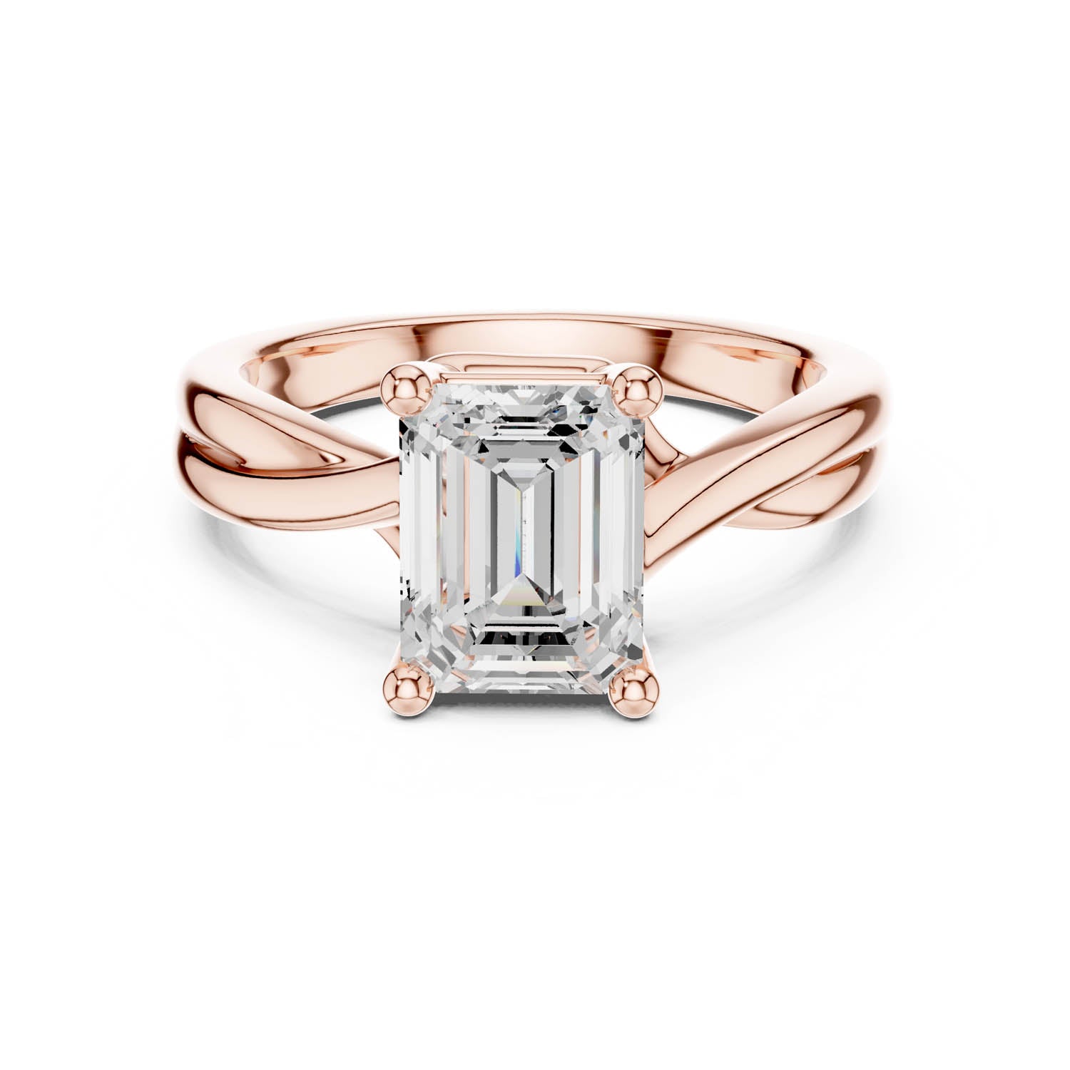 2.00 Ct. Emerald Cut Diamond Twist Engagement Ring (DDLR-112 - R00705-EM) 3