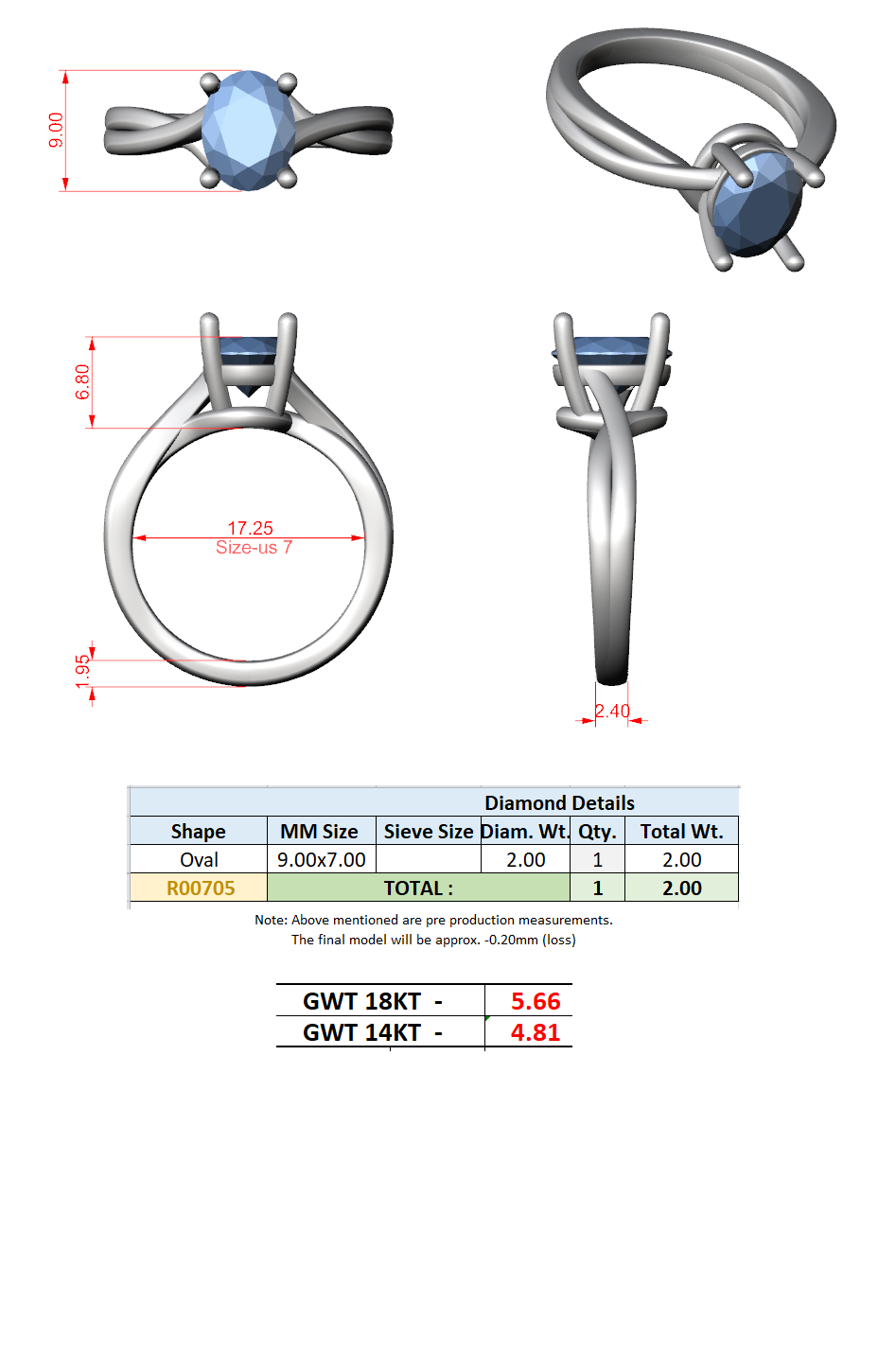 2.00 Ct. Oval Cut Diamond Twist Engagement Ring (DDLR-112 - R00705-OV) 7