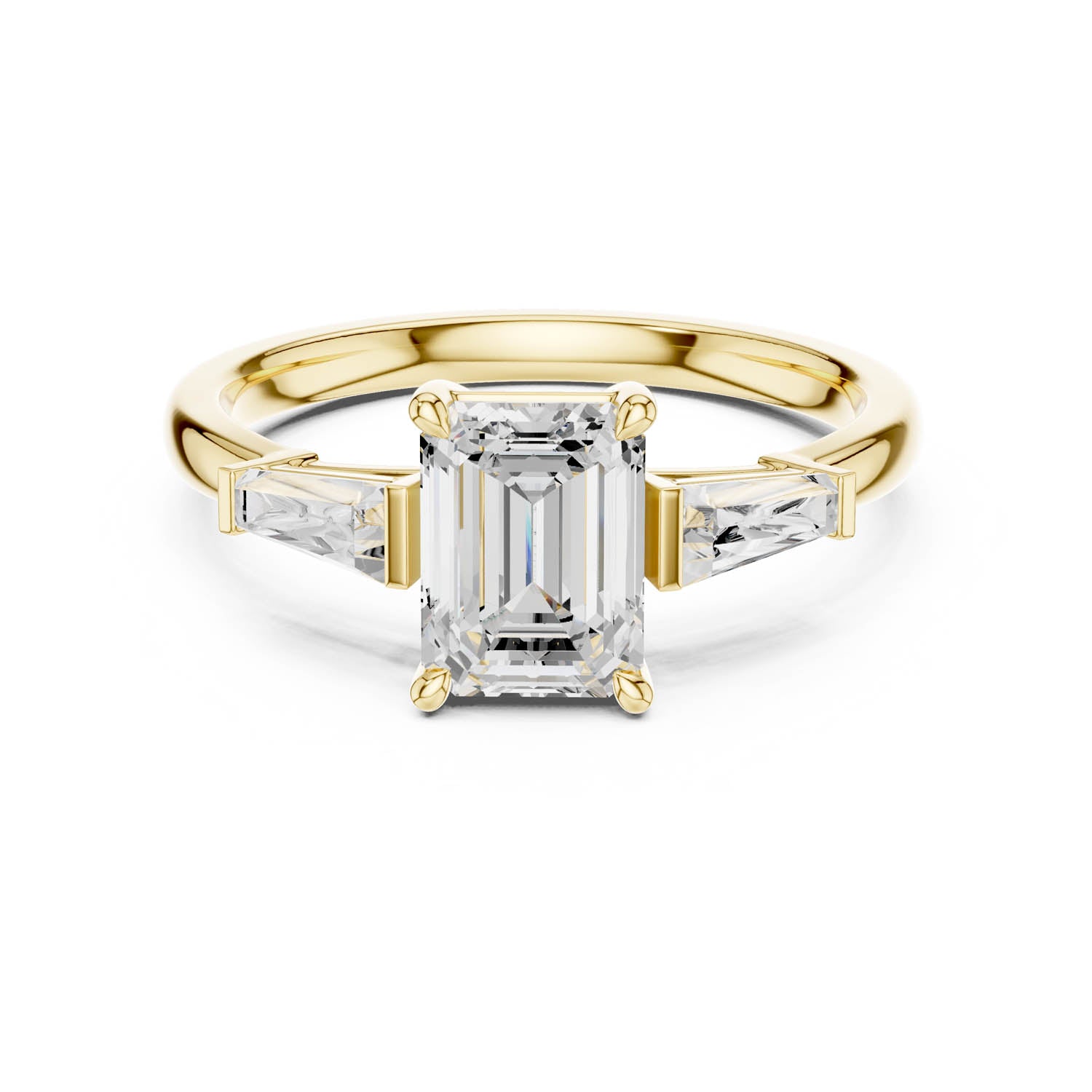 1.90 Ct. Emerald Cut Diamond Three Stone Engagement Ring (DDLR-117-EM) 4