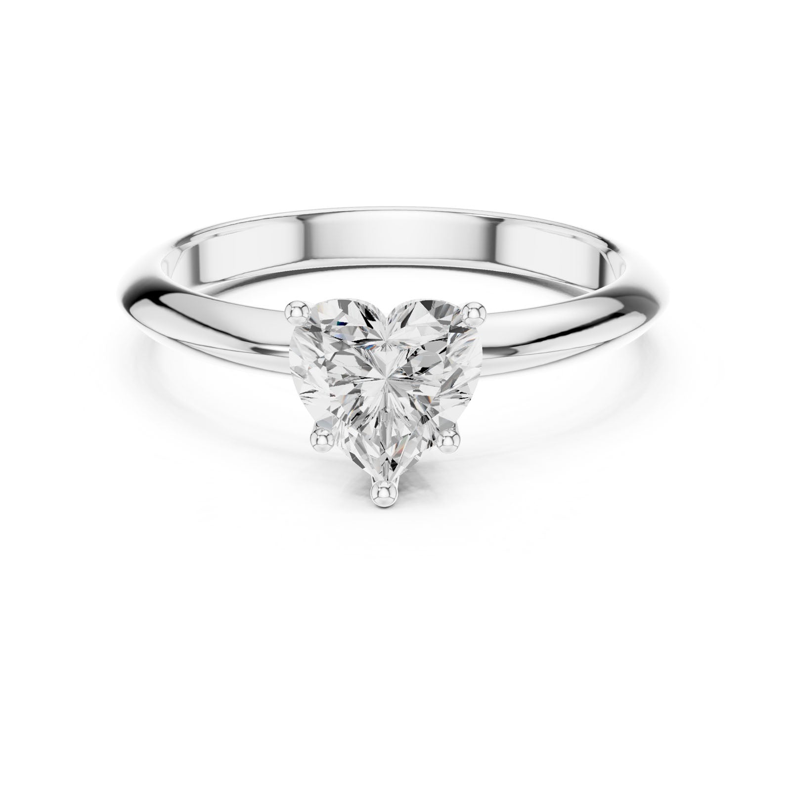 1.00 Ct. Heart Cut Diamond Solitaire Ring with Five-Prong Setting (DDLR-146-HR)