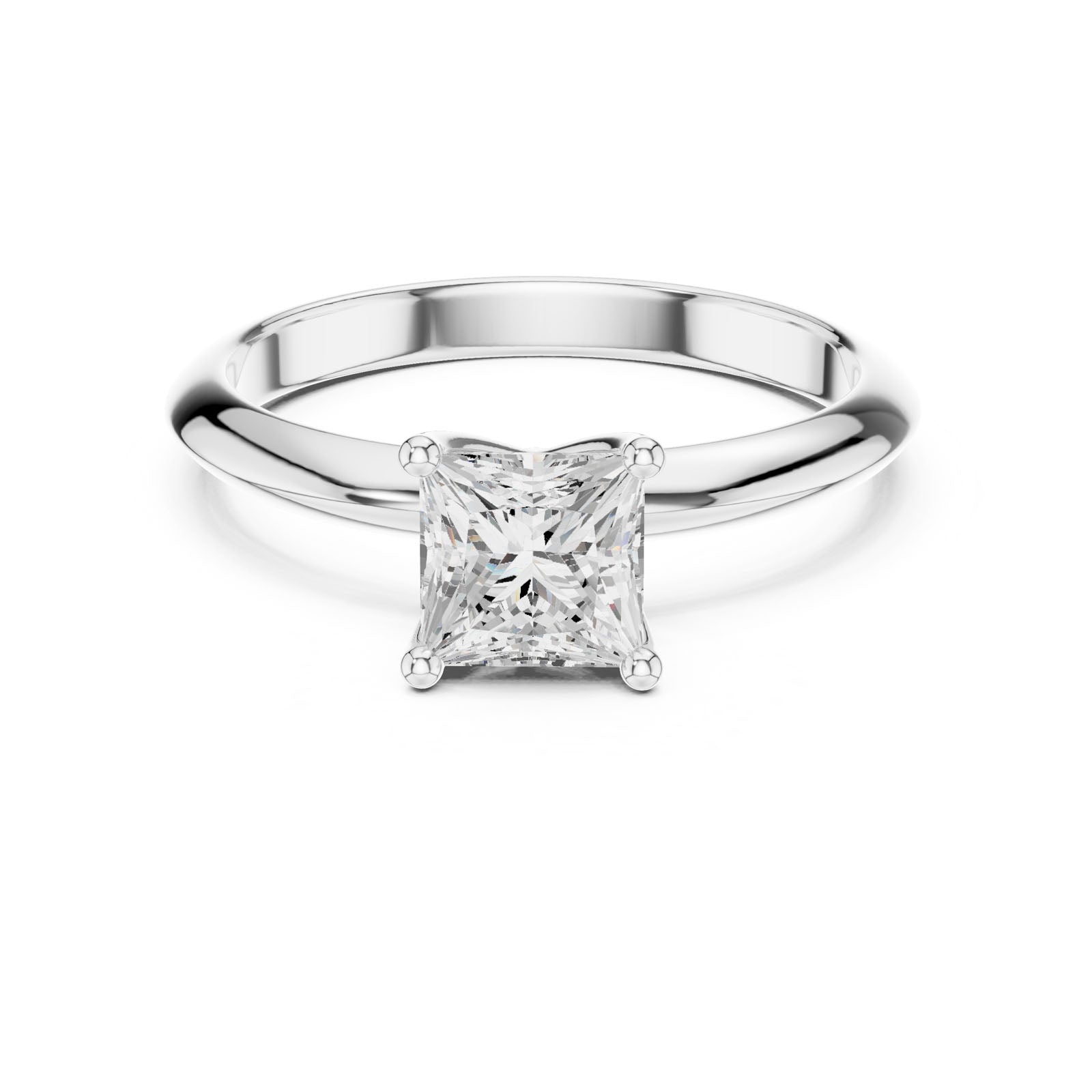 1.00 Ct. Classic Princess Cut Diamond Solitaire Ring with Four-Prong Setting (DDLR-146-PR)
