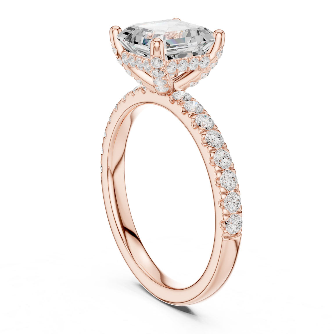 2.52 Ct. Classic Asscher Diamond Ring with Hidden Halo and Pavé Shank (DDLR-161-AC) 8