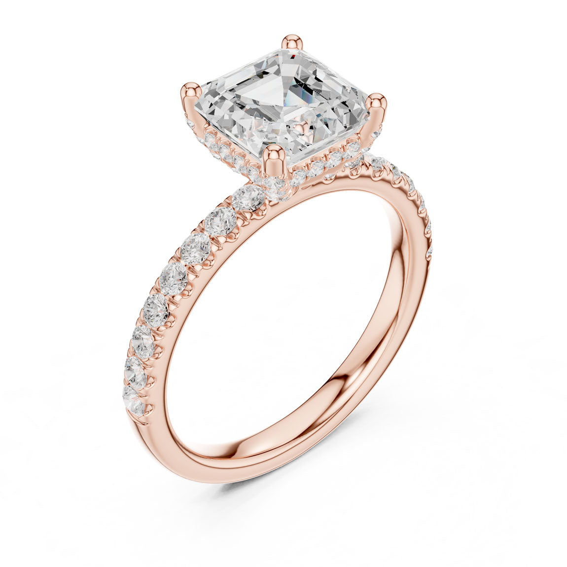 2.52 Ct. Classic Asscher Diamond Ring with Hidden Halo and Pavé Shank (DDLR-161-AC) 10