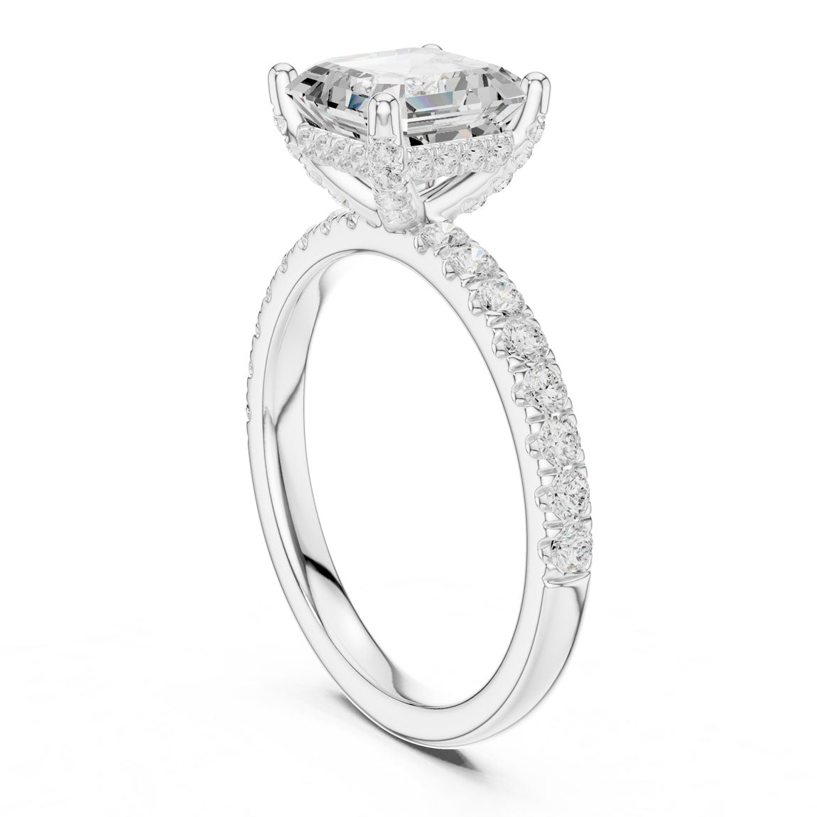2.52 Ct. Classic Asscher Diamond Ring with Hidden Halo and Pavé Shank (DDLR-161-AC) 9