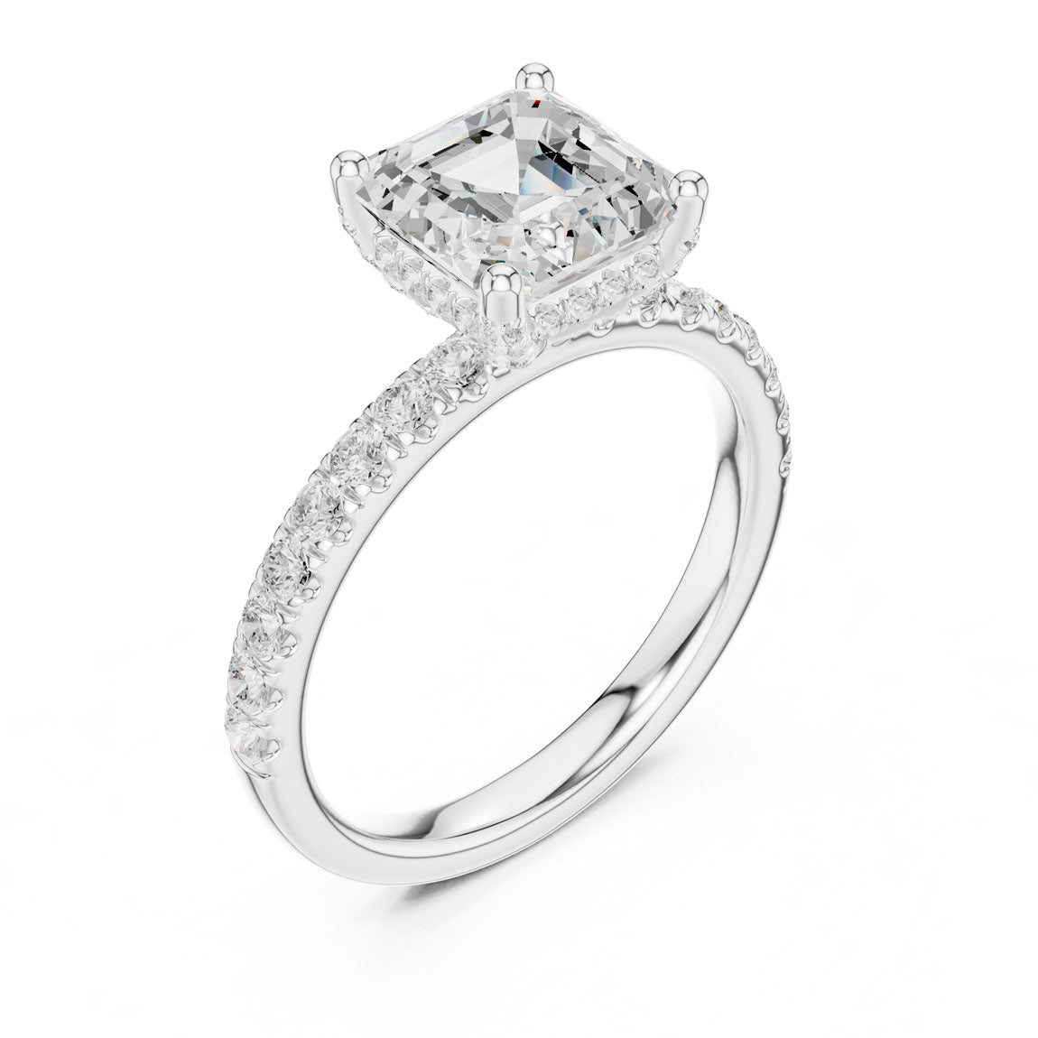 2.52 Ct. Classic Asscher Diamond Ring with Hidden Halo and Pavé Shank (DDLR-161-AC) 6