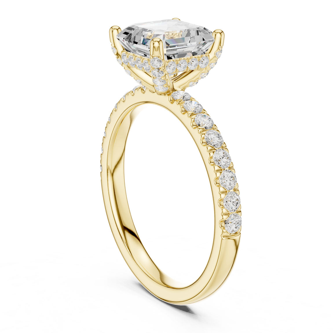 2.52 Ct. Classic Asscher Diamond Ring with Hidden Halo and Pavé Shank (DDLR-161-AC) 3