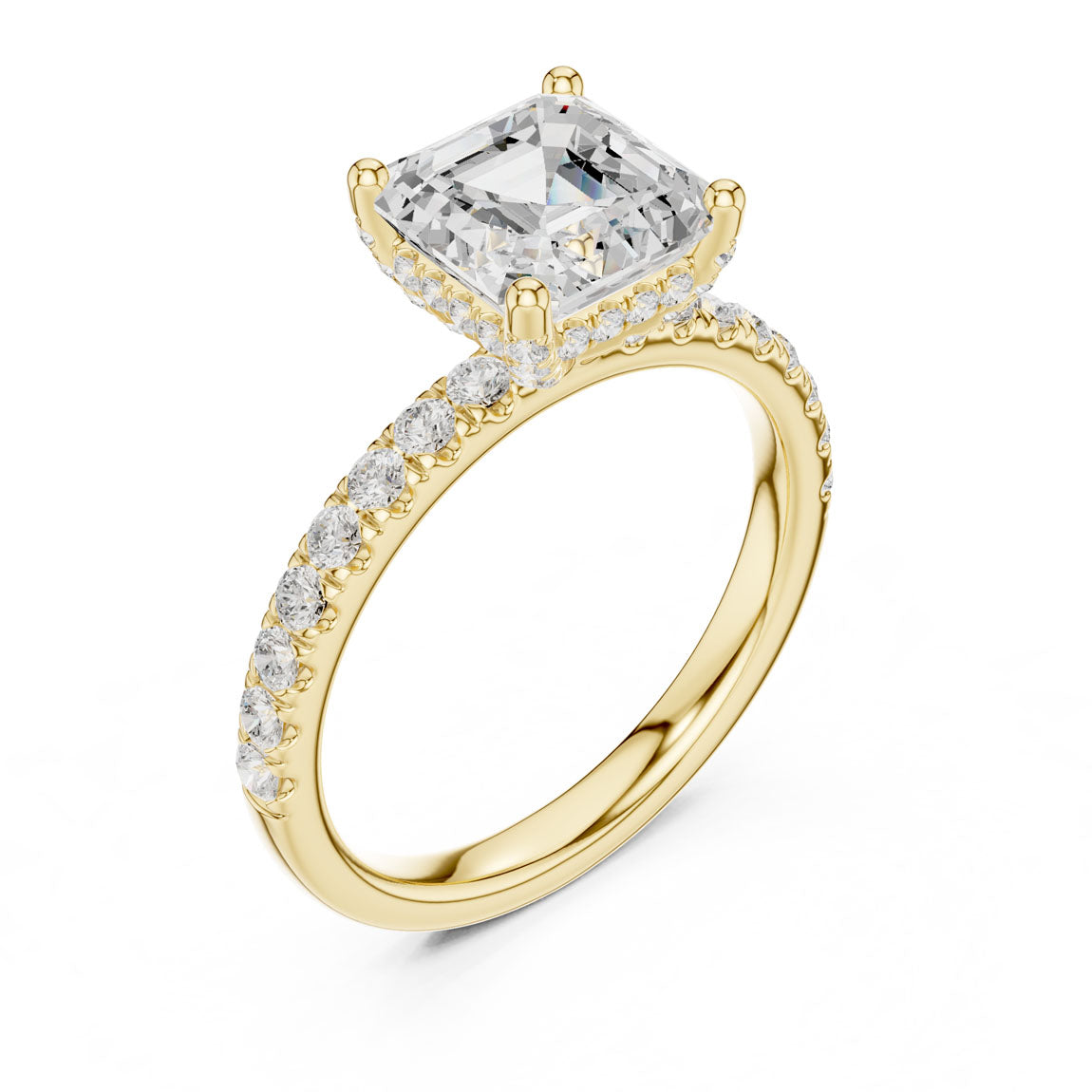 2.52 Ct. Classic Asscher Diamond Ring with Hidden Halo and Pavé Shank (DDLR-161-AC)