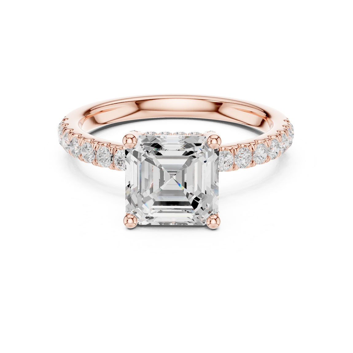 2.52 Ct. Classic Asscher Diamond Ring with Hidden Halo and Pavé Shank (DDLR-161-AC) 7