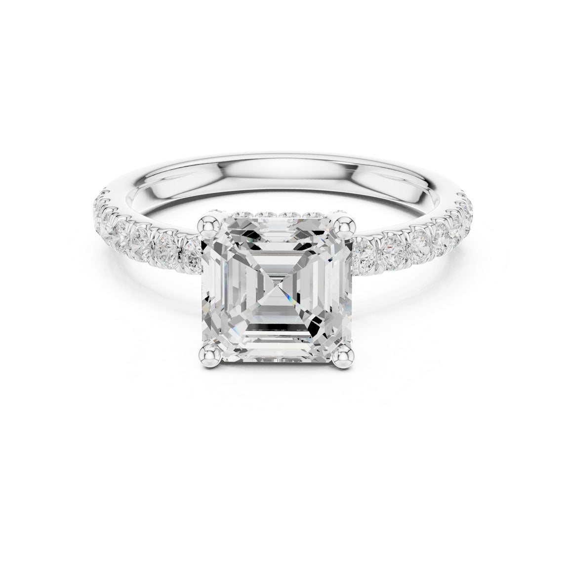 2.52 Ct. Classic Asscher Diamond Ring with Hidden Halo and Pavé Shank (DDLR-161-AC) 5