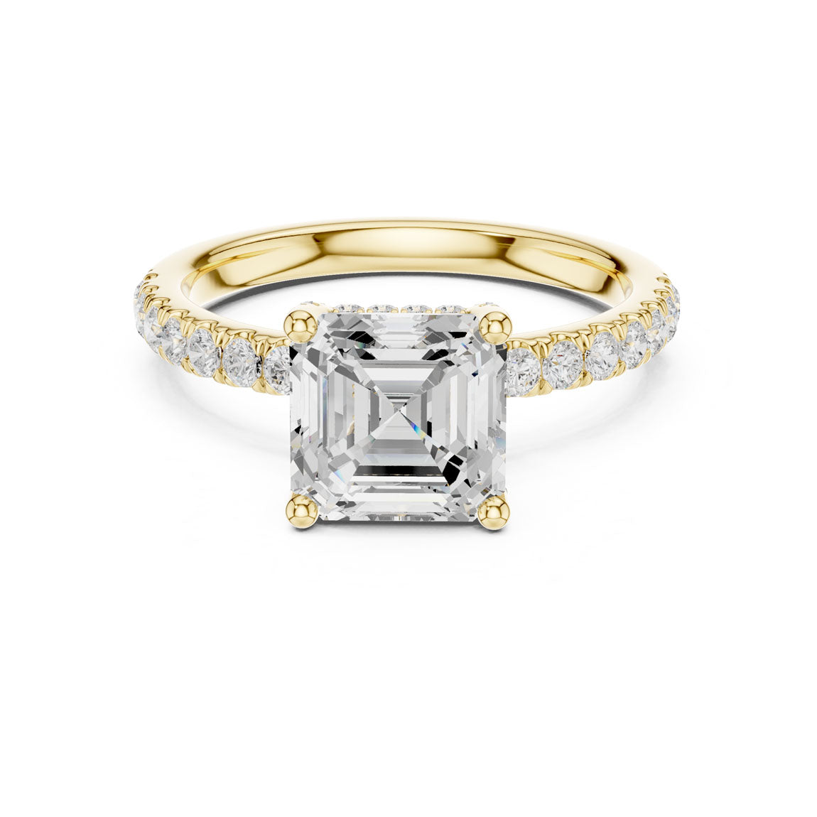 2.52 Ct. Classic Asscher Diamond Ring with Hidden Halo and Pavé Shank (DDLR-161-AC)