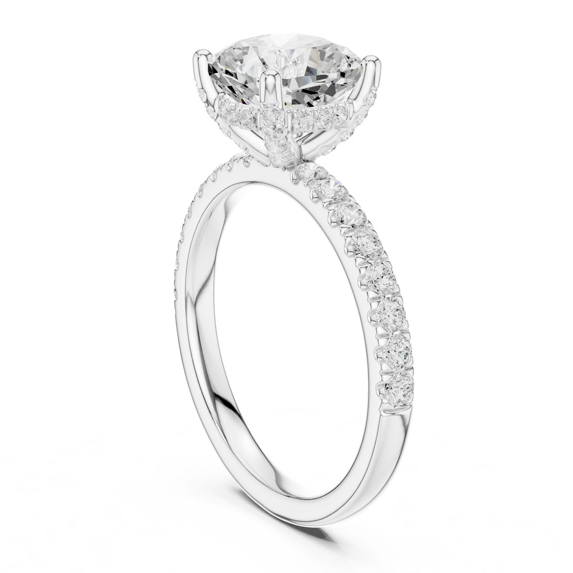 2.52 Ct. Classic Cushion Diamond Ring with Hidden Halo and Pavé Shank (DDLR-161-CU) 9