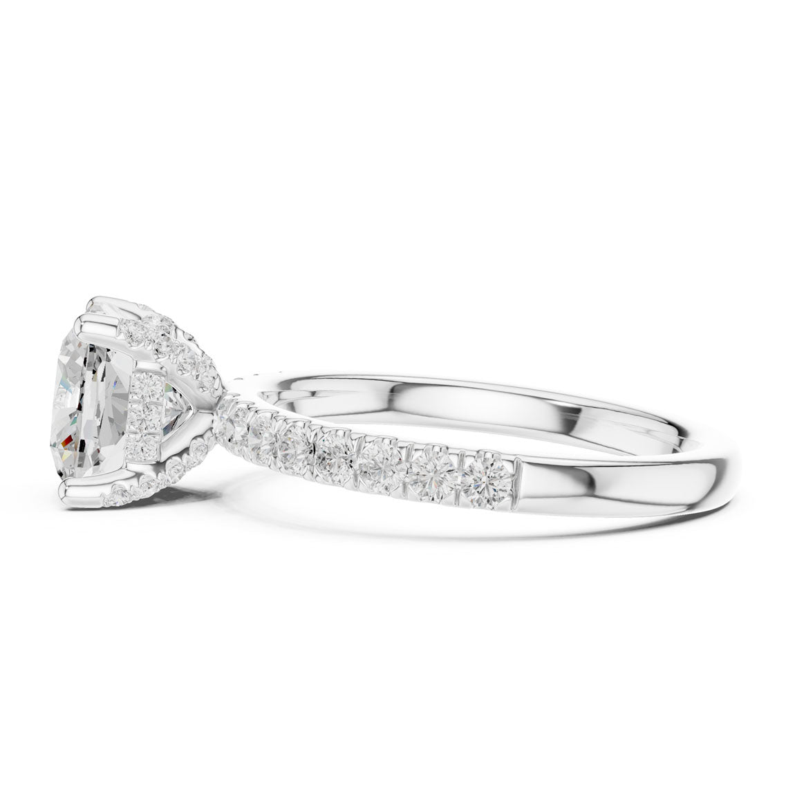 2.52 Ct. Classic Cushion Diamond Ring with Hidden Halo and Pavé Shank (DDLR-161-CU) 11