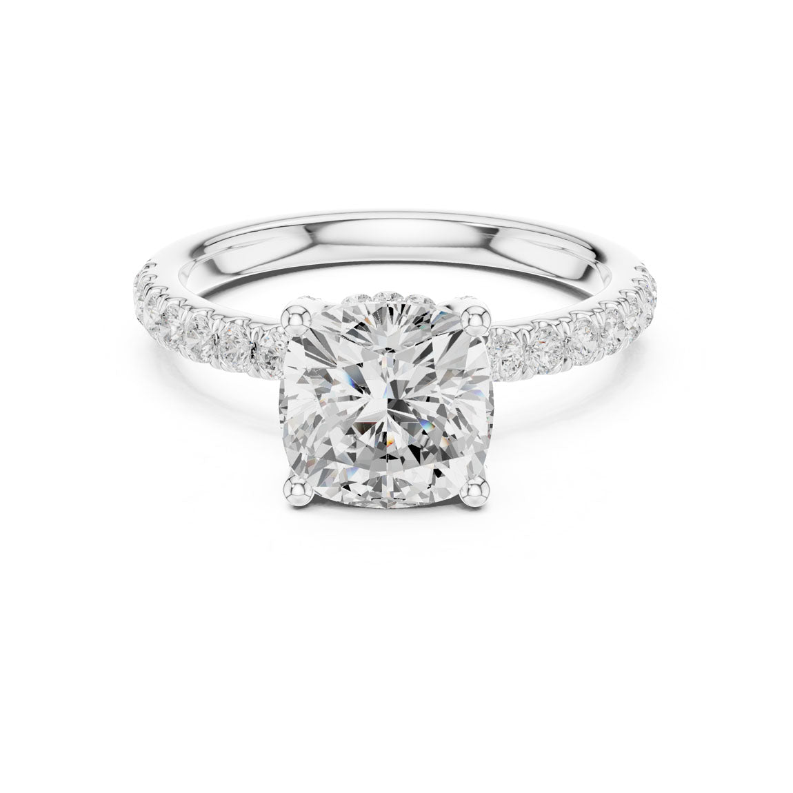 2.52 Ct. Classic Cushion Diamond Ring with Hidden Halo and Pavé Shank (DDLR-161-CU) 5